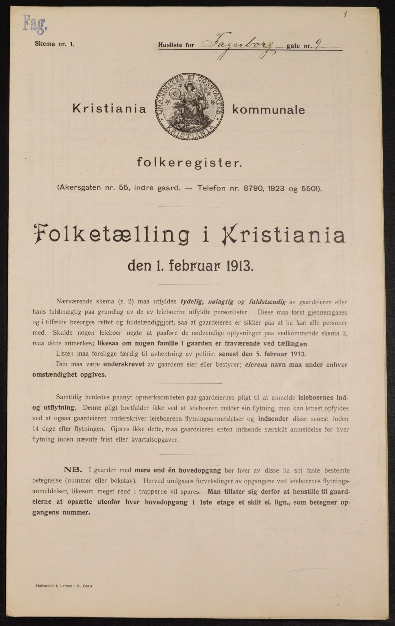 OBA, Municipal Census 1913 for Kristiania, 1913, p. 23061