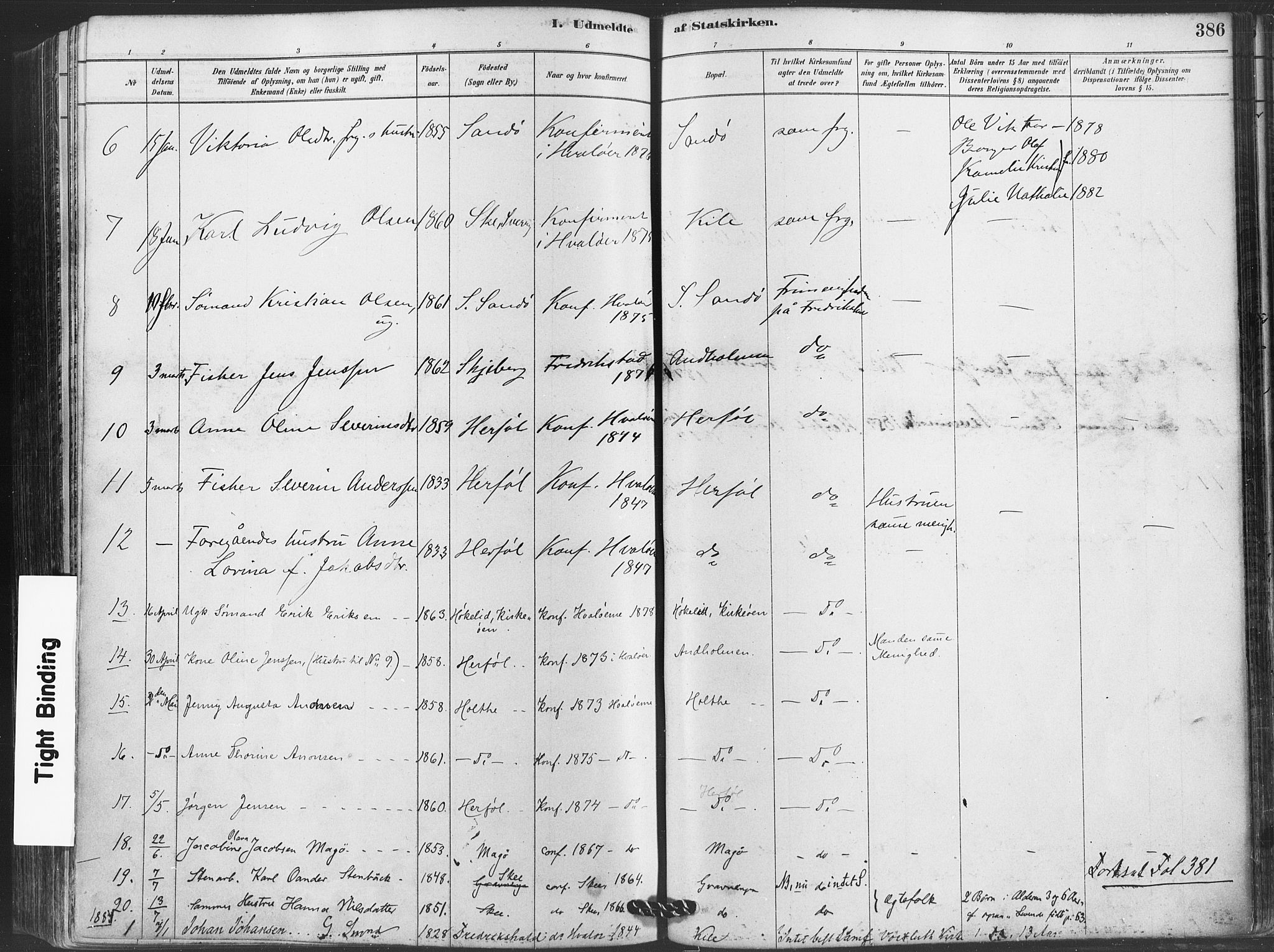 Hvaler prestekontor Kirkebøker, SAO/A-2001/F/Fa/L0008: Parish register (official) no. I 8, 1878-1895, p. 386