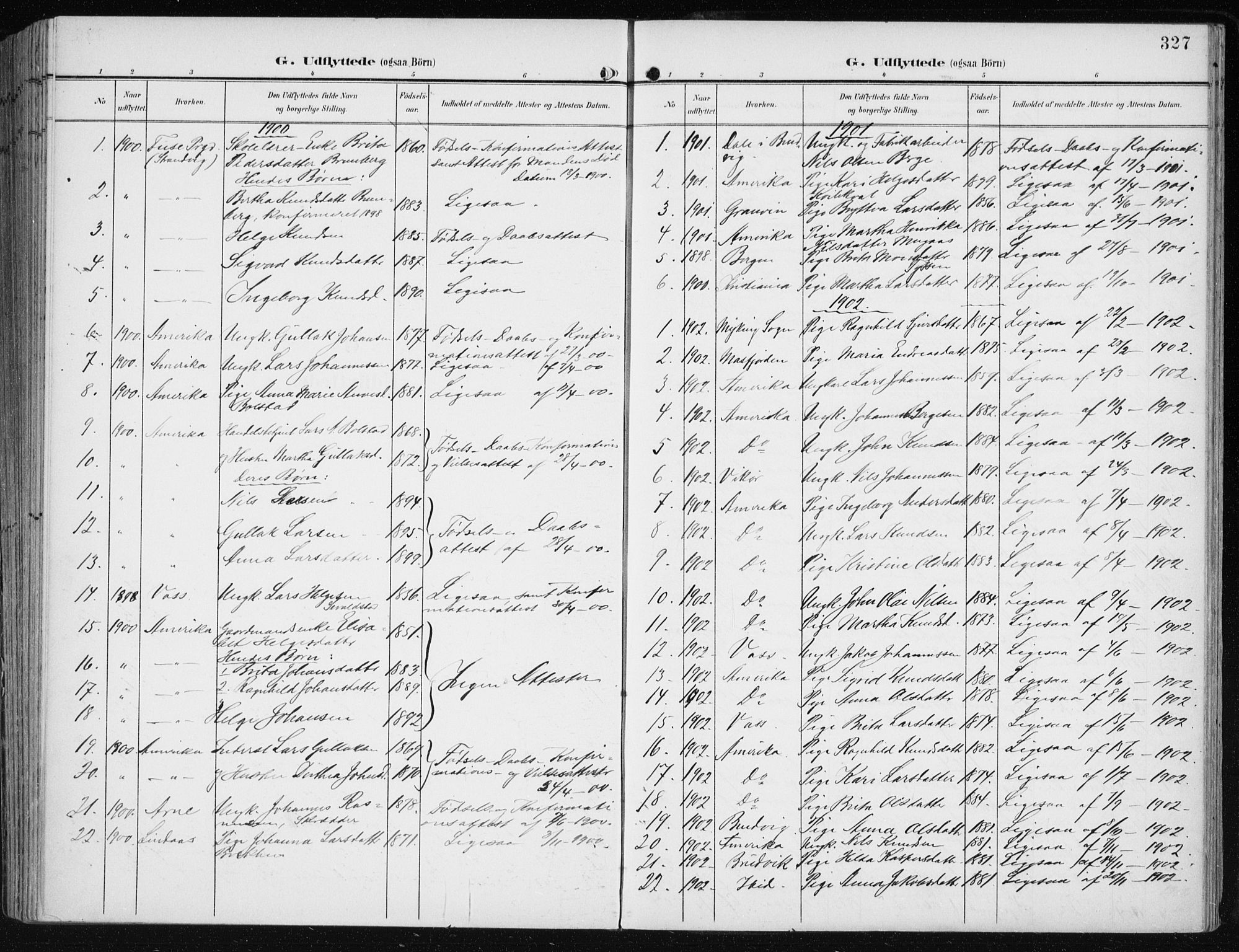 Evanger sokneprestembete, SAB/A-99924: Parish register (official) no. A  3, 1900-1930, p. 327