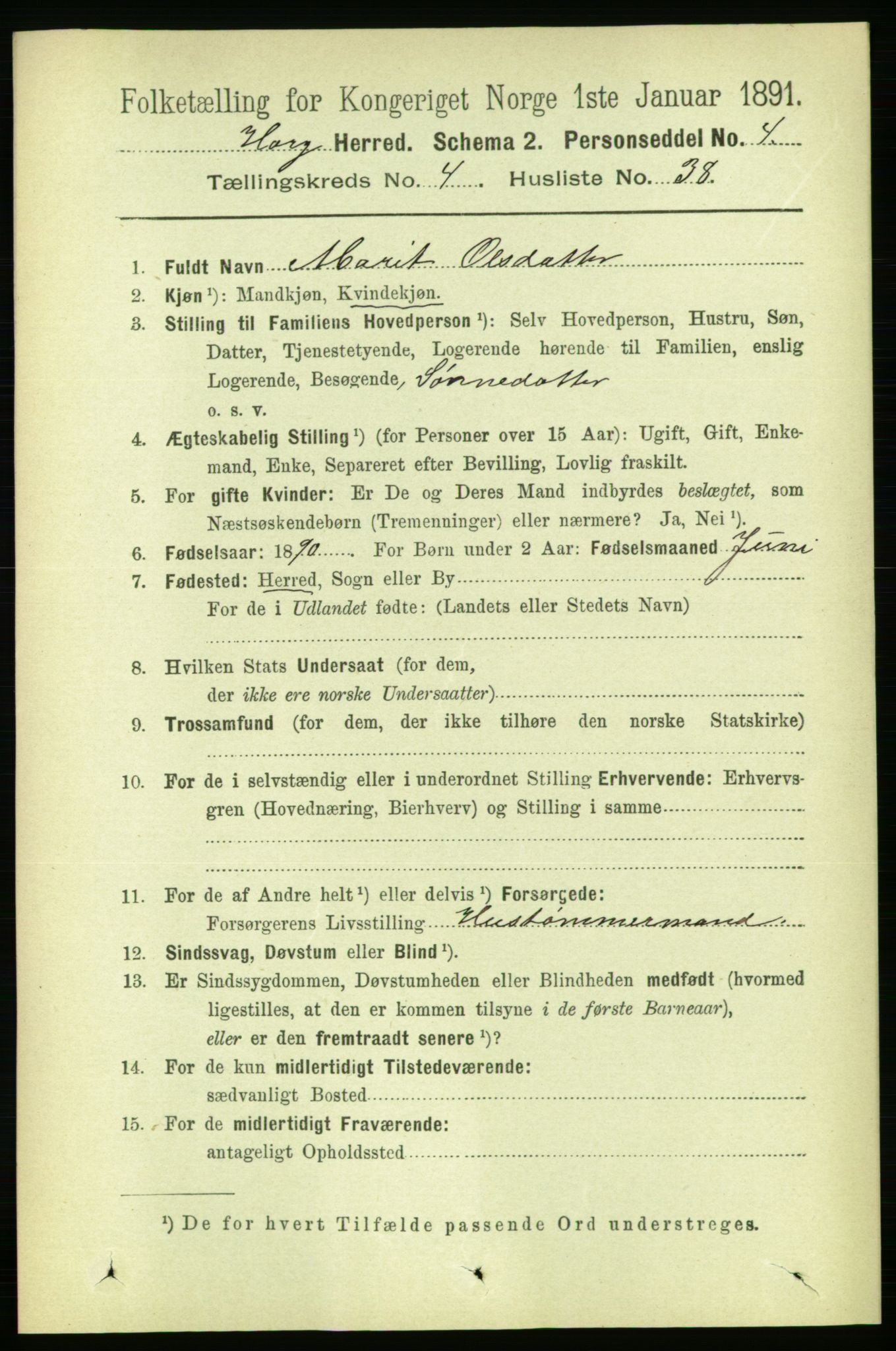 RA, 1891 census for 1650 Horg, 1891, p. 1769