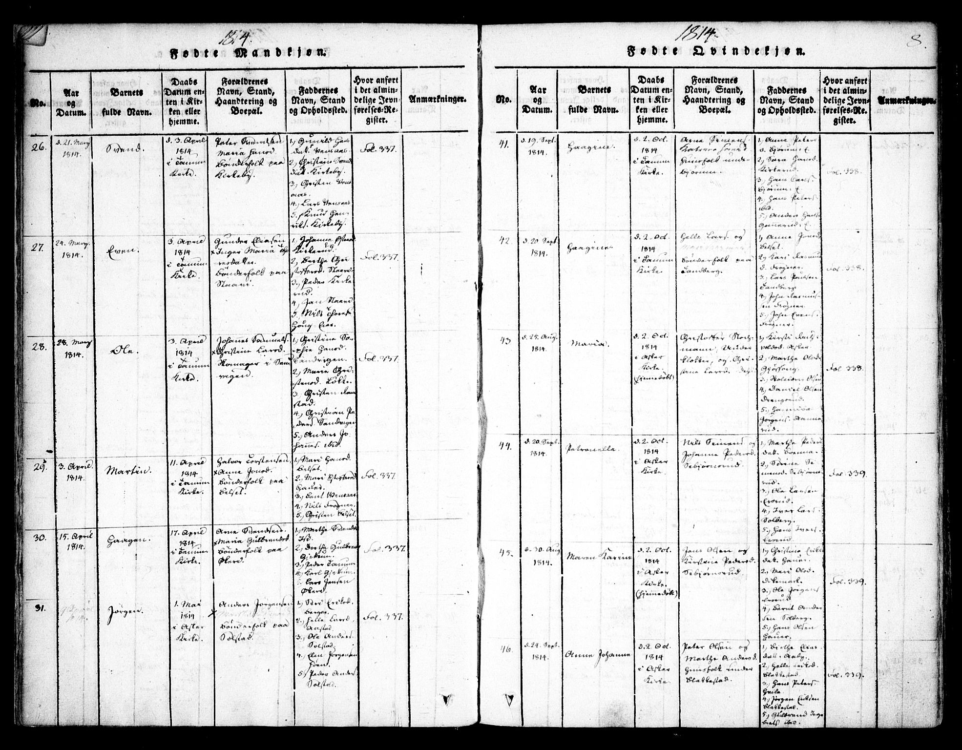 Asker prestekontor Kirkebøker, SAO/A-10256a/F/Fa/L0006: Parish register (official) no. I 6, 1814-1824, p. 8