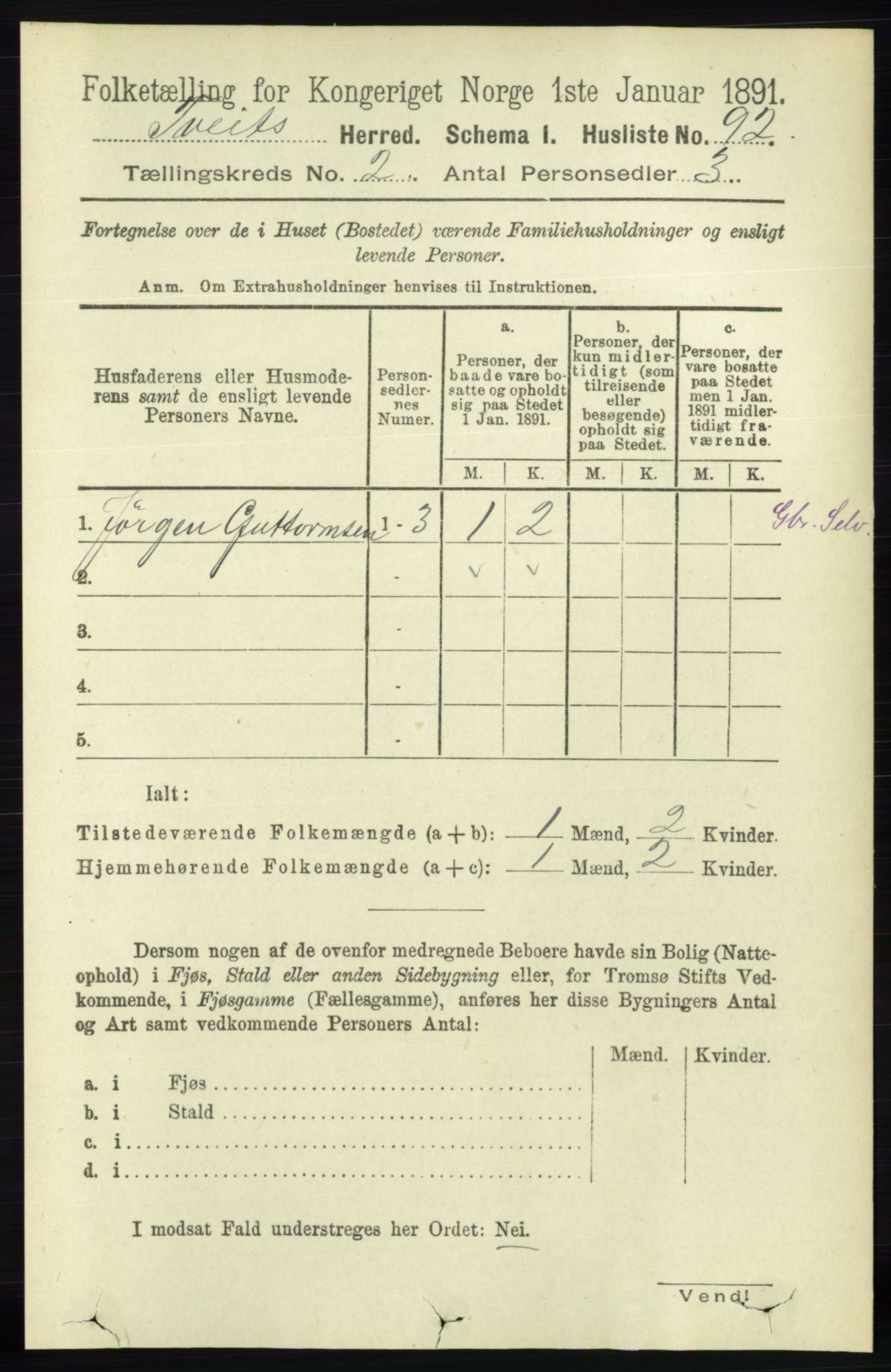 RA, 1891 census for 1013 Tveit, 1891, p. 510