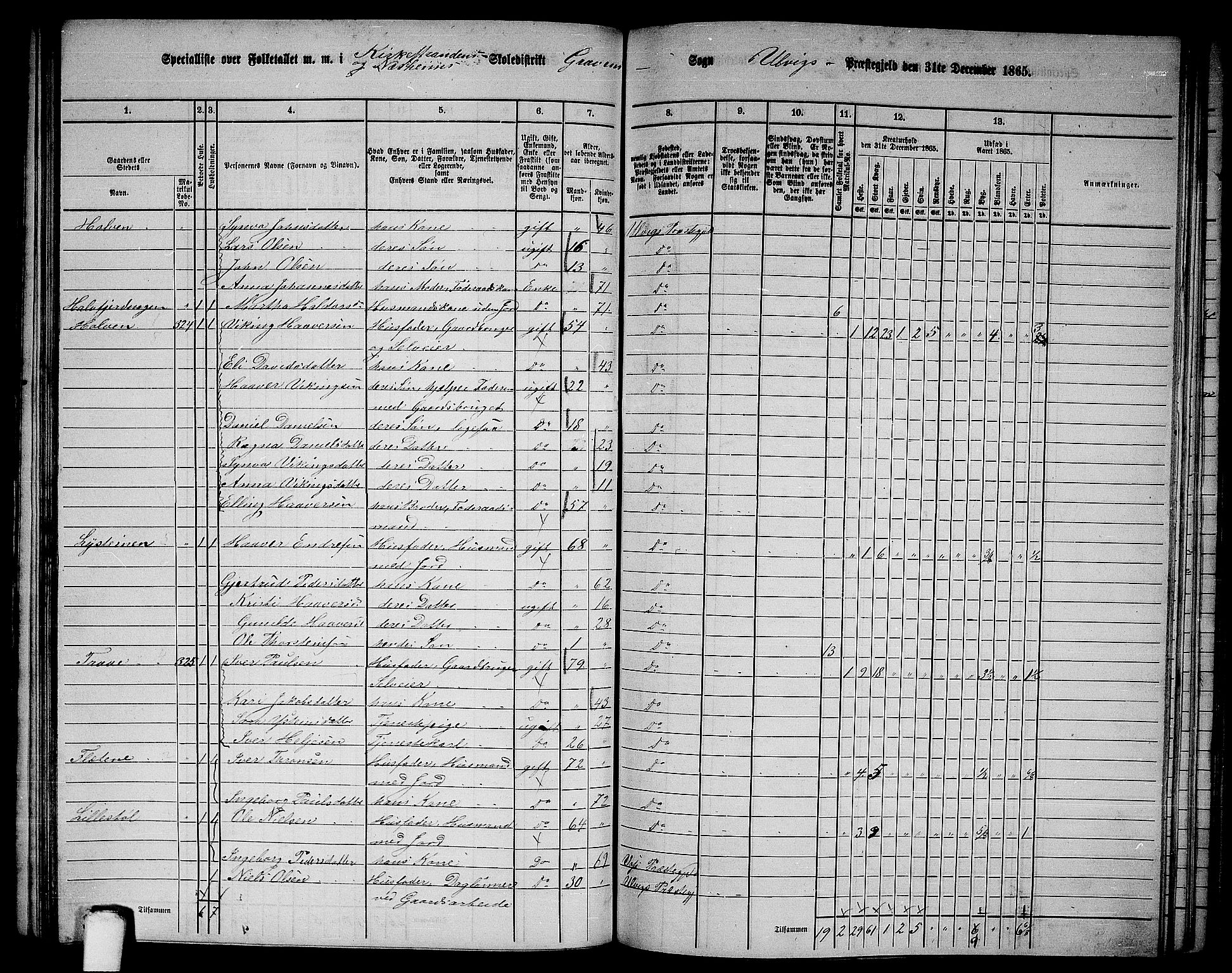 RA, 1865 census for Ulvik, 1865, p. 126