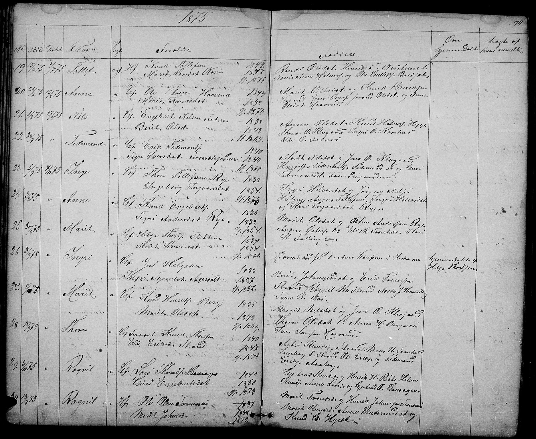 Nord-Aurdal prestekontor, AV/SAH-PREST-132/H/Ha/Hab/L0003: Parish register (copy) no. 3, 1842-1882, p. 79