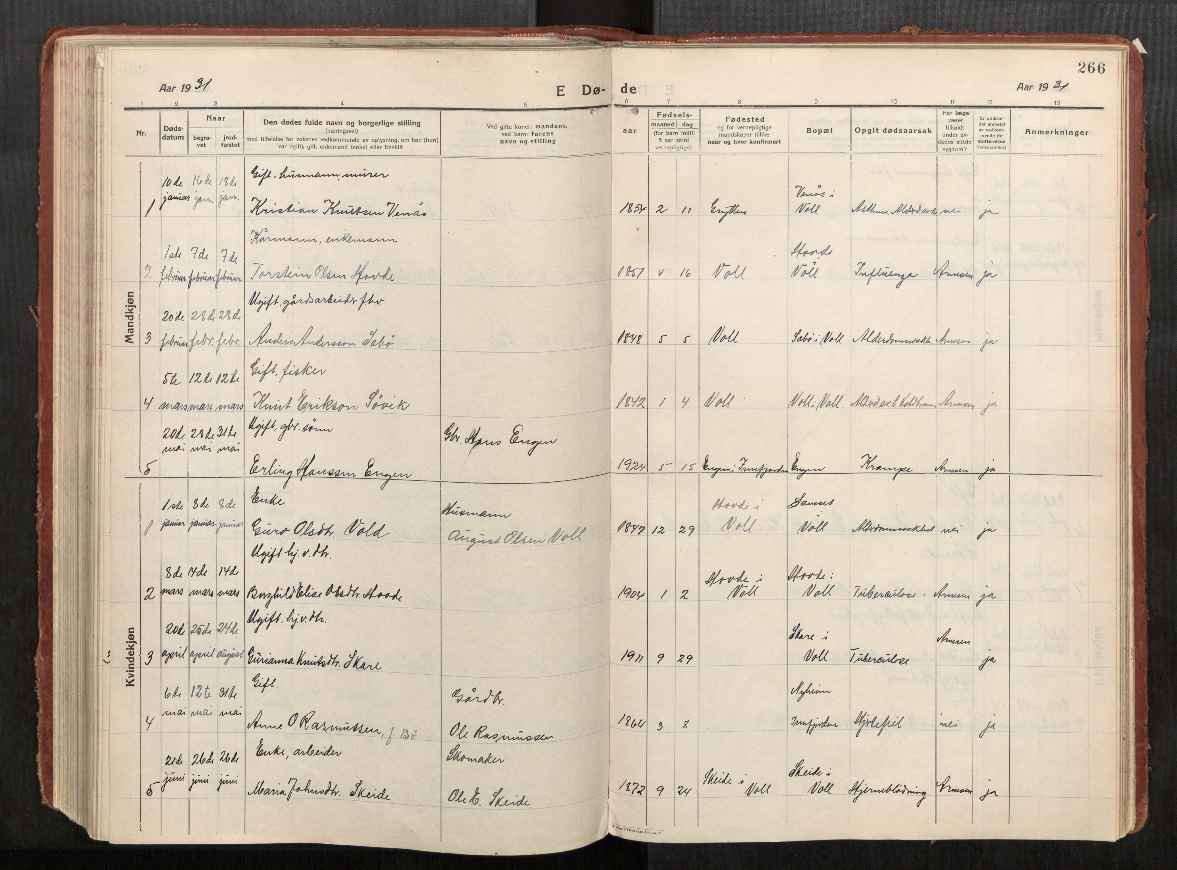 Eid sokneprestkontor, AV/SAT-A-1254: Parish register (official) no. 543A04, 1916-1956, p. 266