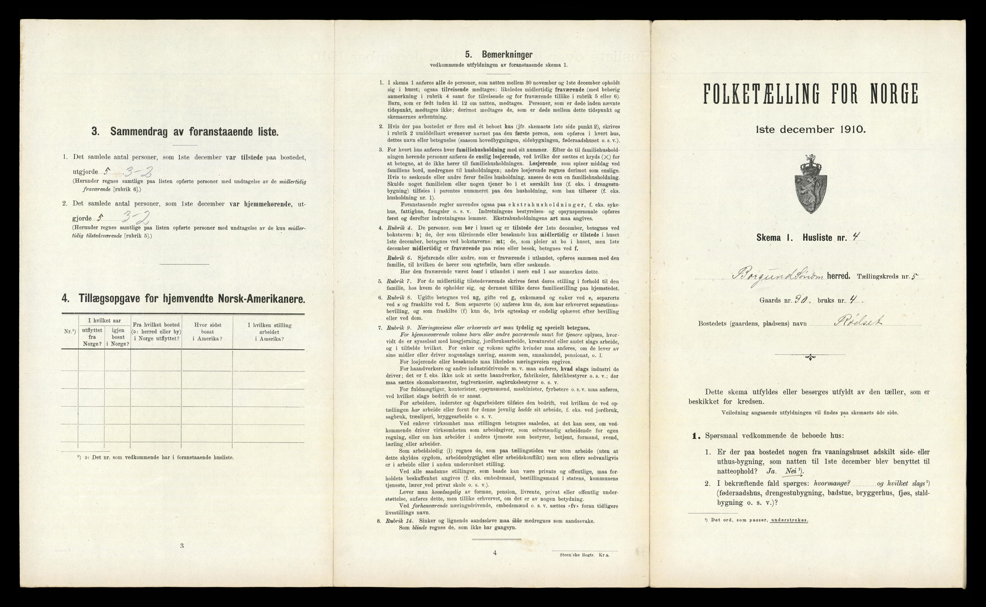 RA, 1910 census for Borgund, 1910, p. 399