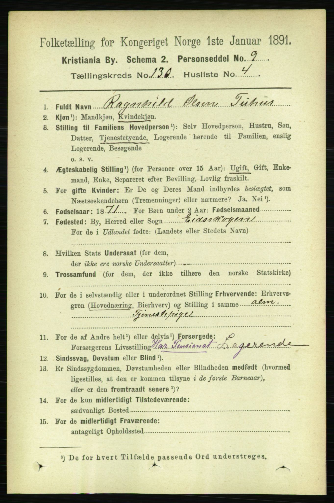 RA, 1891 census for 0301 Kristiania, 1891, p. 70102