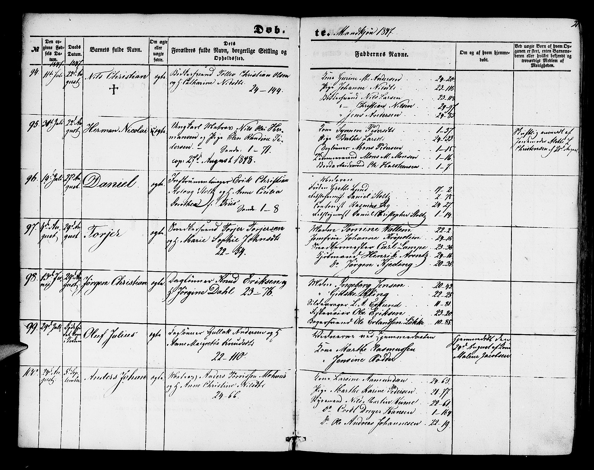 Korskirken sokneprestembete, AV/SAB-A-76101/H/Hab: Parish register (copy) no. B 2, 1847-1853, p. 2