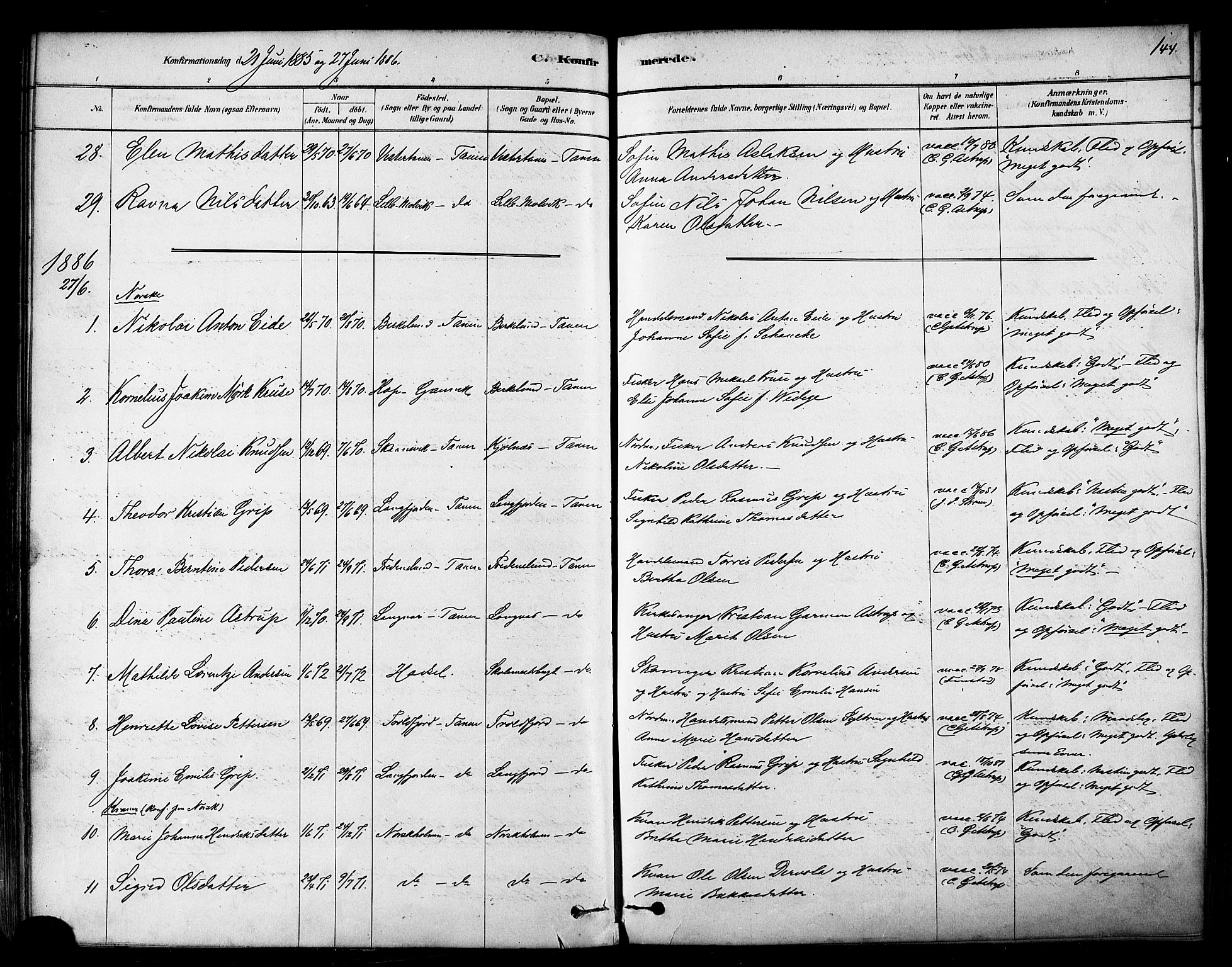 Tana sokneprestkontor, SATØ/S-1334/H/Ha/L0004kirke: Parish register (official) no. 4, 1878-1891, p. 144
