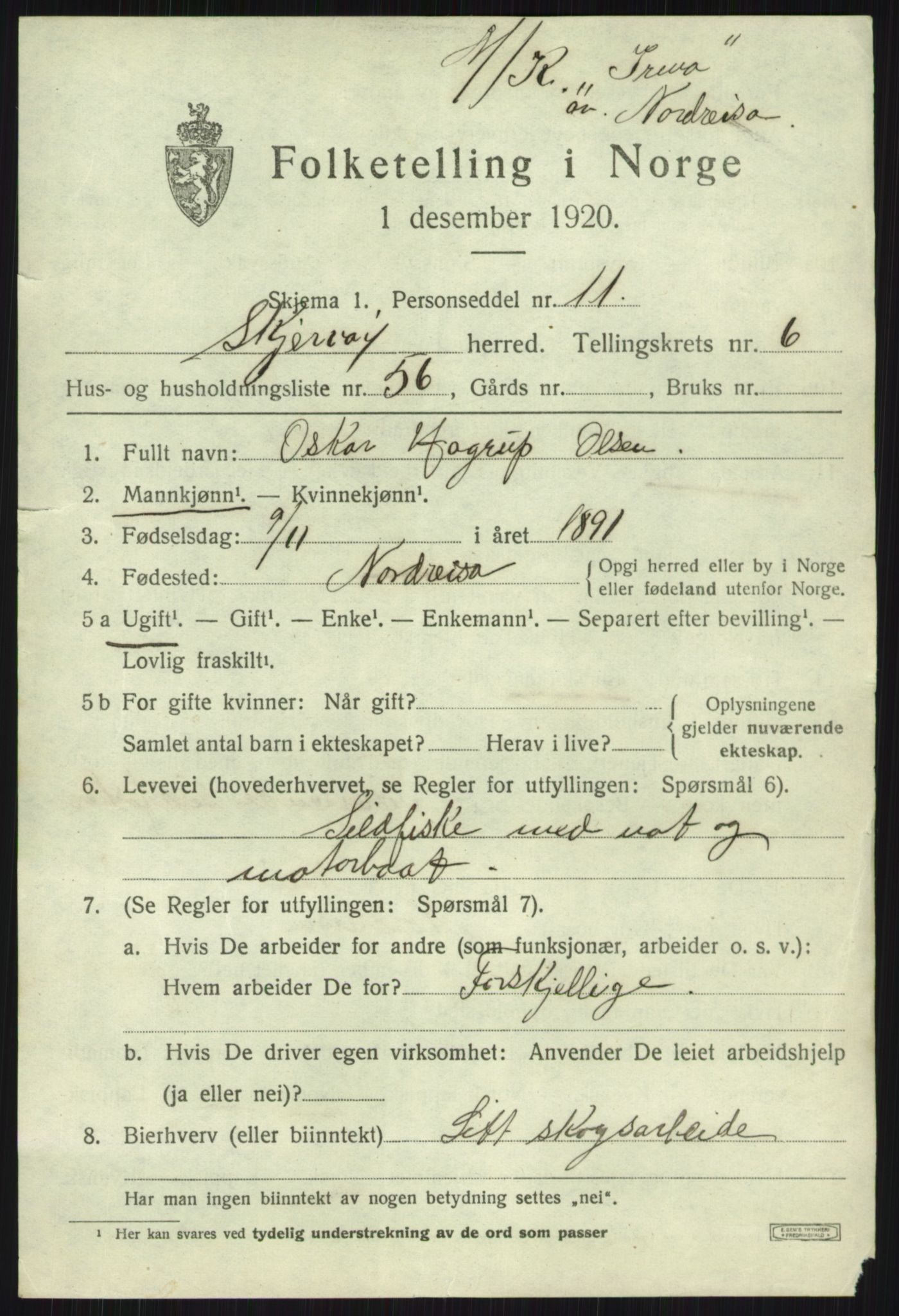 SATØ, 1920 census for Skjervøy, 1920, p. 4277