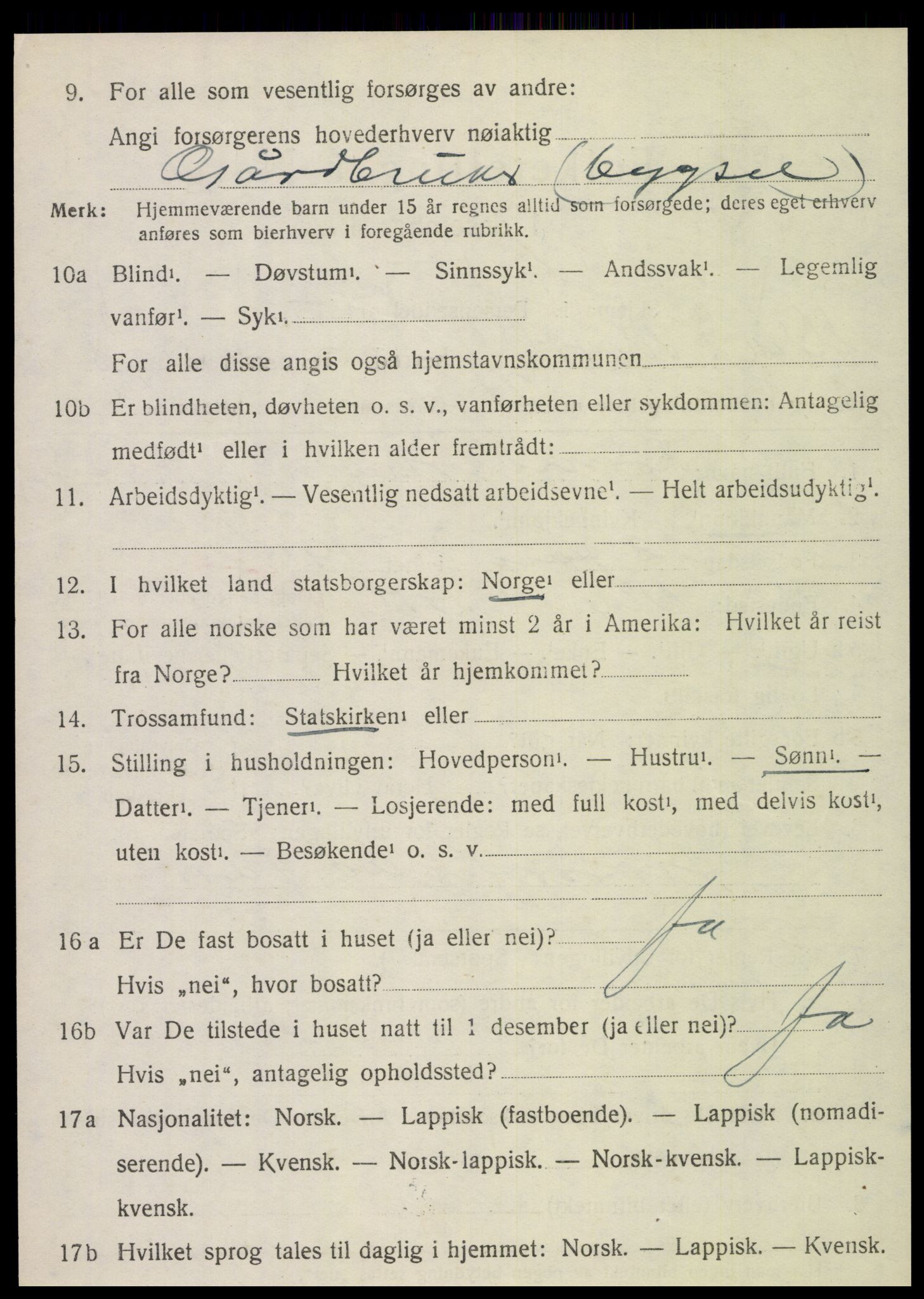 SAT, 1920 census for Vik, 1920, p. 5468