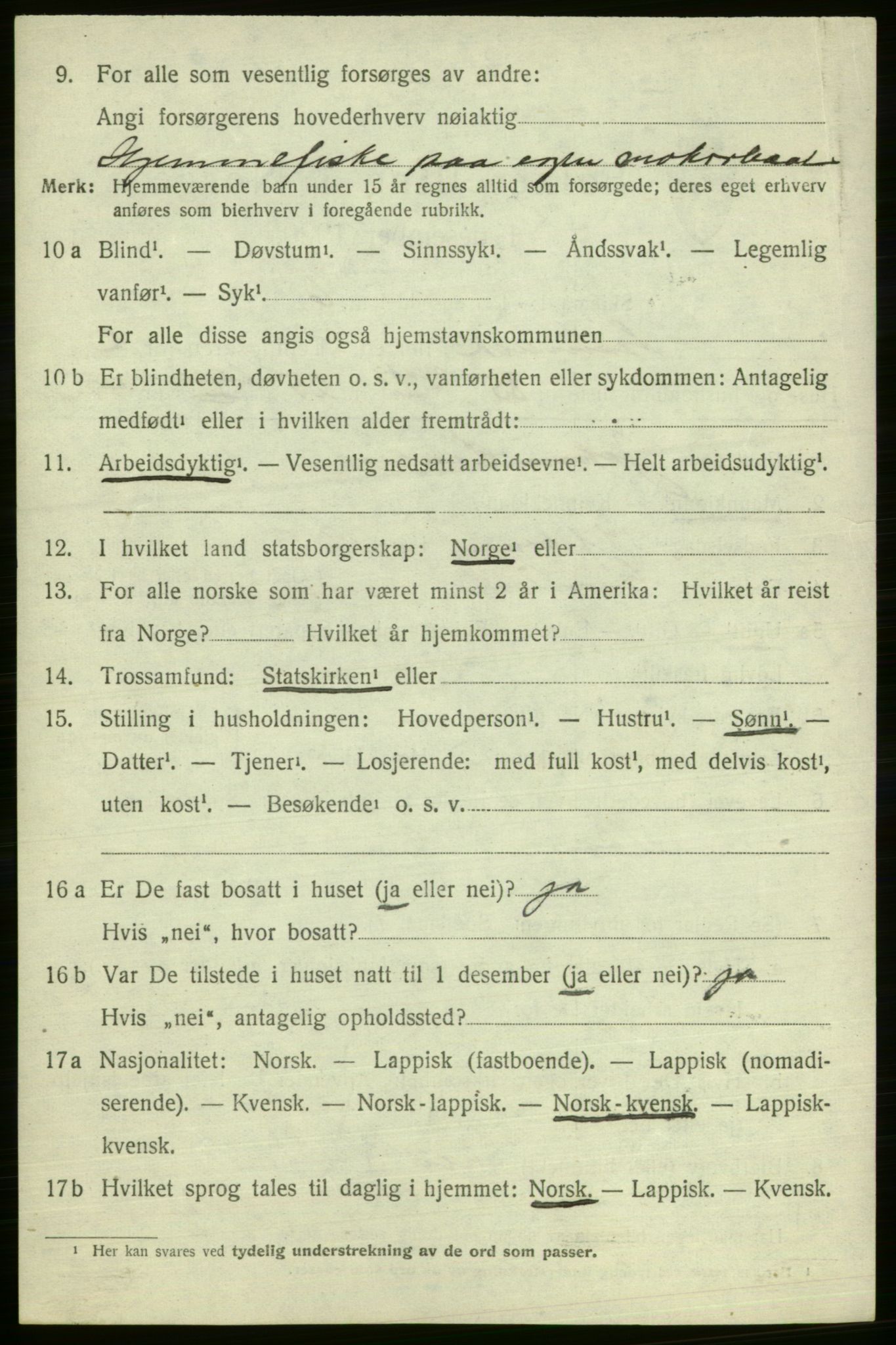 SATØ, 1920 census for Gamvik, 1920, p. 2391