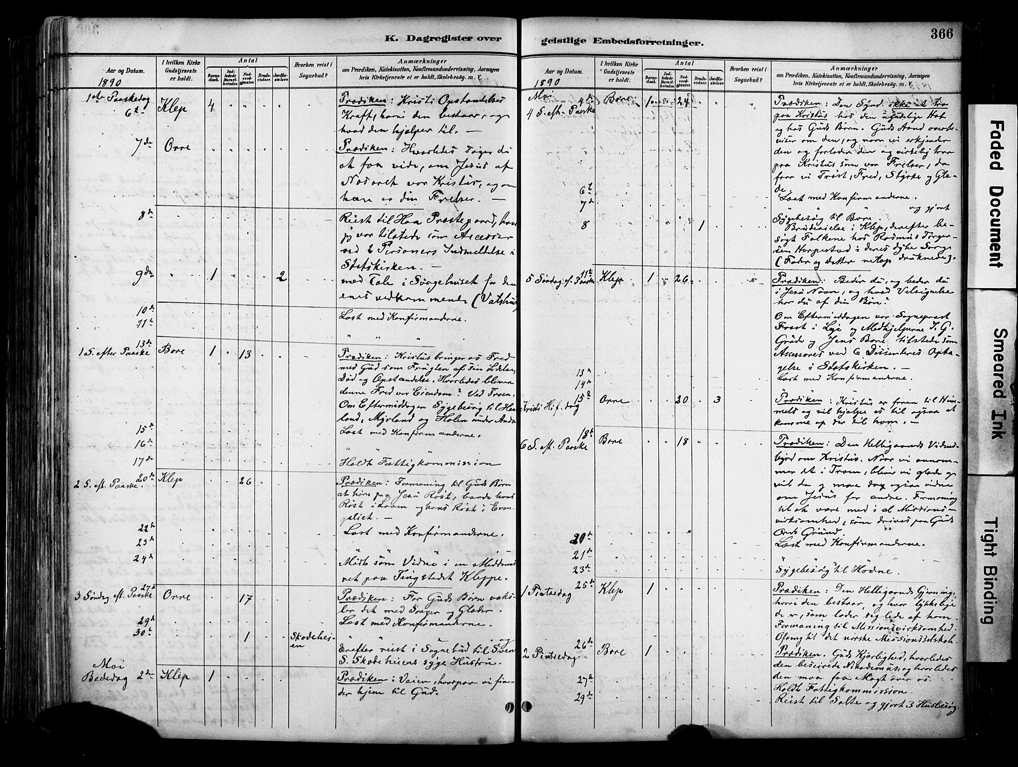 Klepp sokneprestkontor, SAST/A-101803/001/3/30BA/L0009: Parish register (official) no. A 7, 1886-1915, p. 366