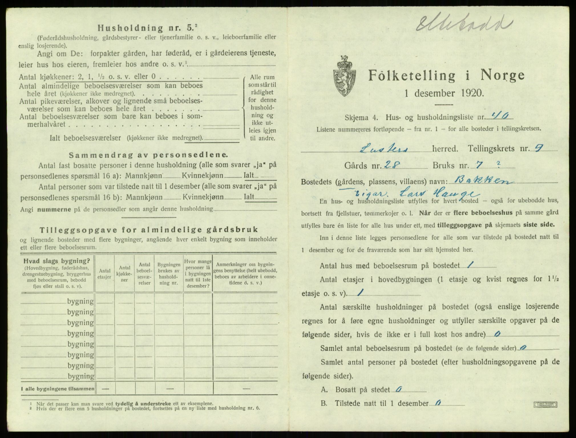 SAB, 1920 census for Luster, 1920, p. 896