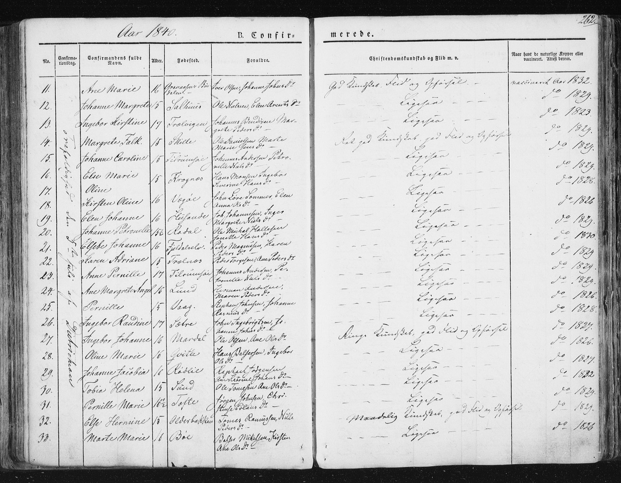 Ministerialprotokoller, klokkerbøker og fødselsregistre - Nordland, SAT/A-1459/813/L0198: Parish register (official) no. 813A08, 1834-1874, p. 262