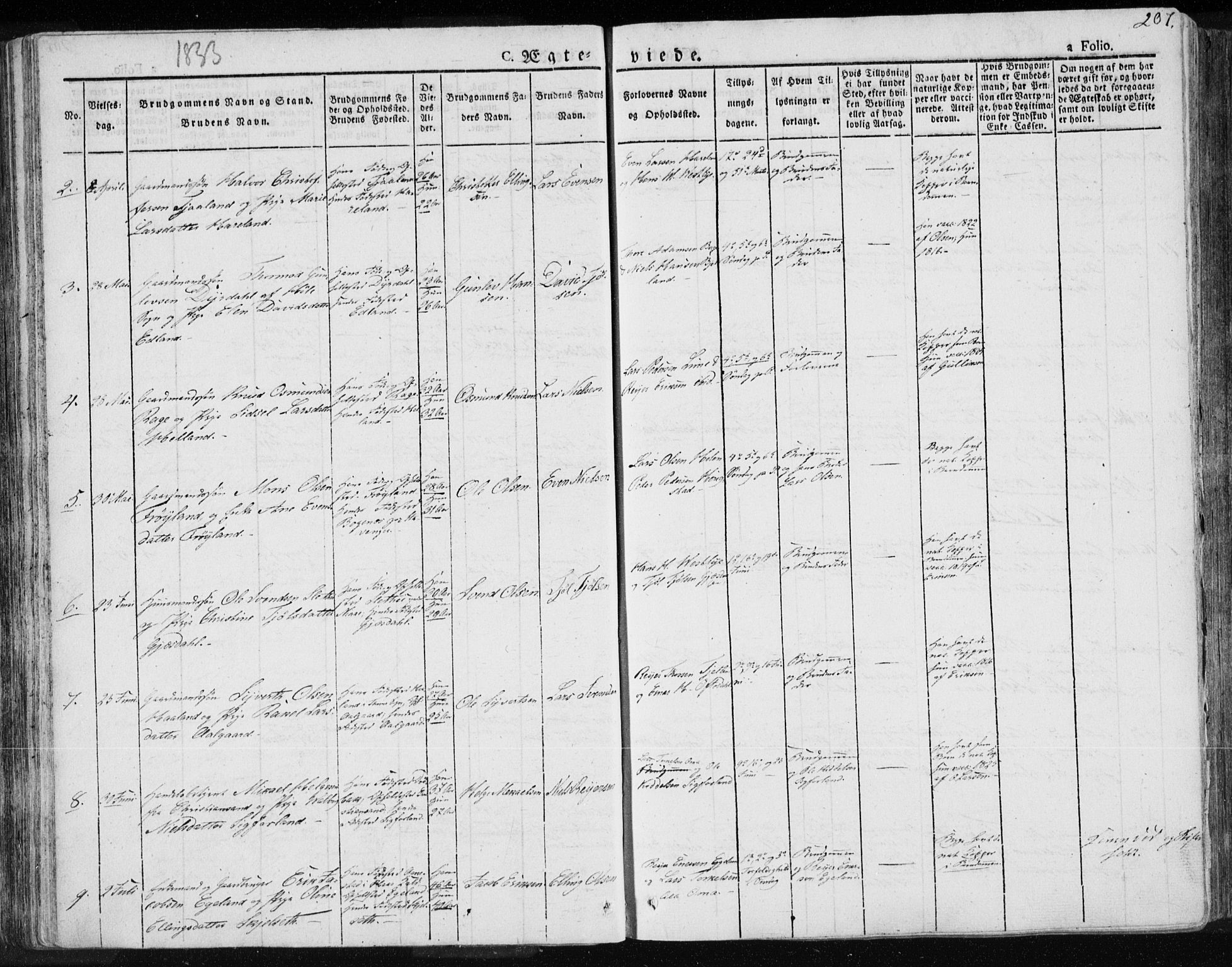 Lye sokneprestkontor, AV/SAST-A-101794/001/30BA/L0004: Parish register (official) no. A 4, 1826-1841, p. 207