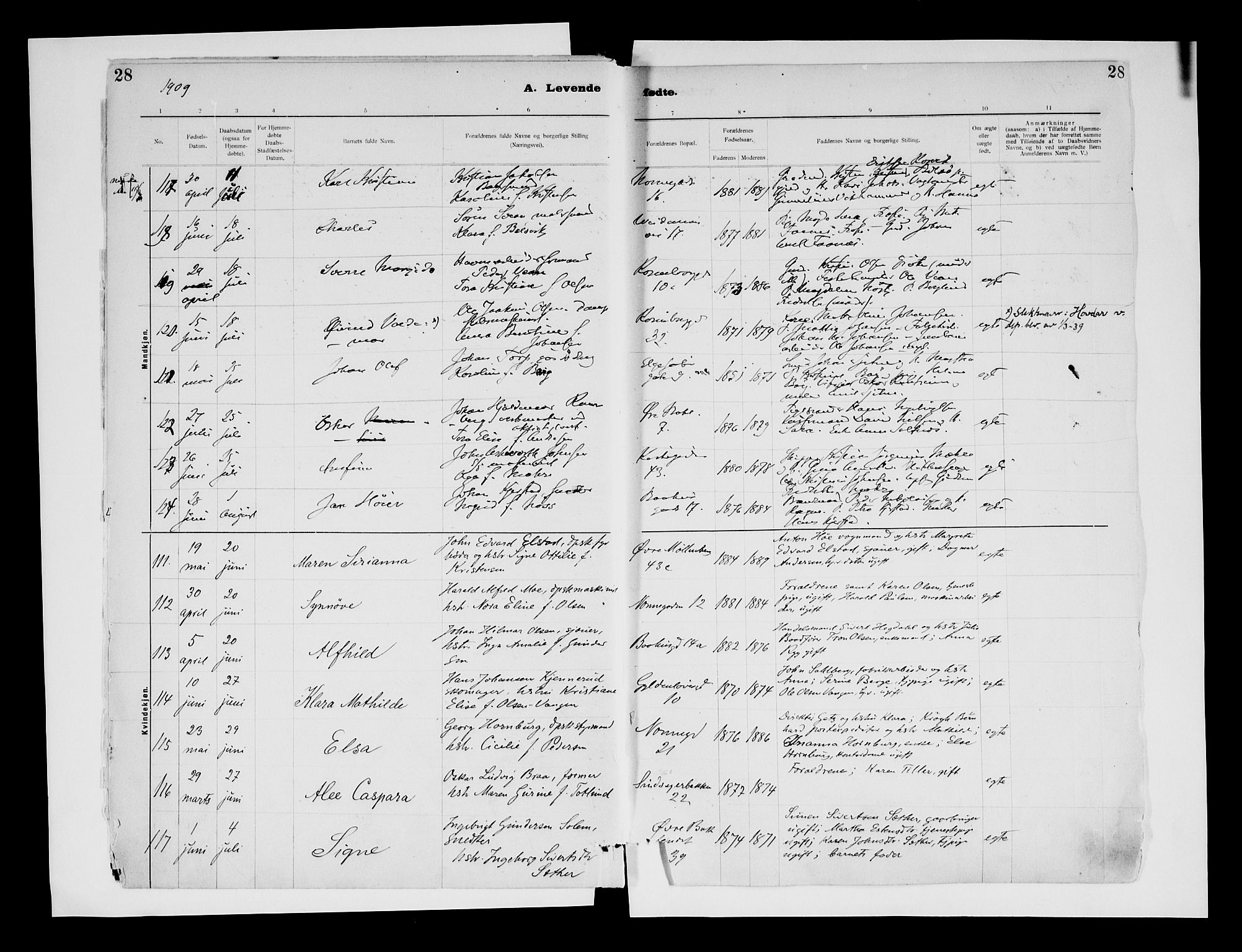 Ministerialprotokoller, klokkerbøker og fødselsregistre - Sør-Trøndelag, AV/SAT-A-1456/604/L0203: Parish register (official) no. 604A23, 1908-1916, p. 28