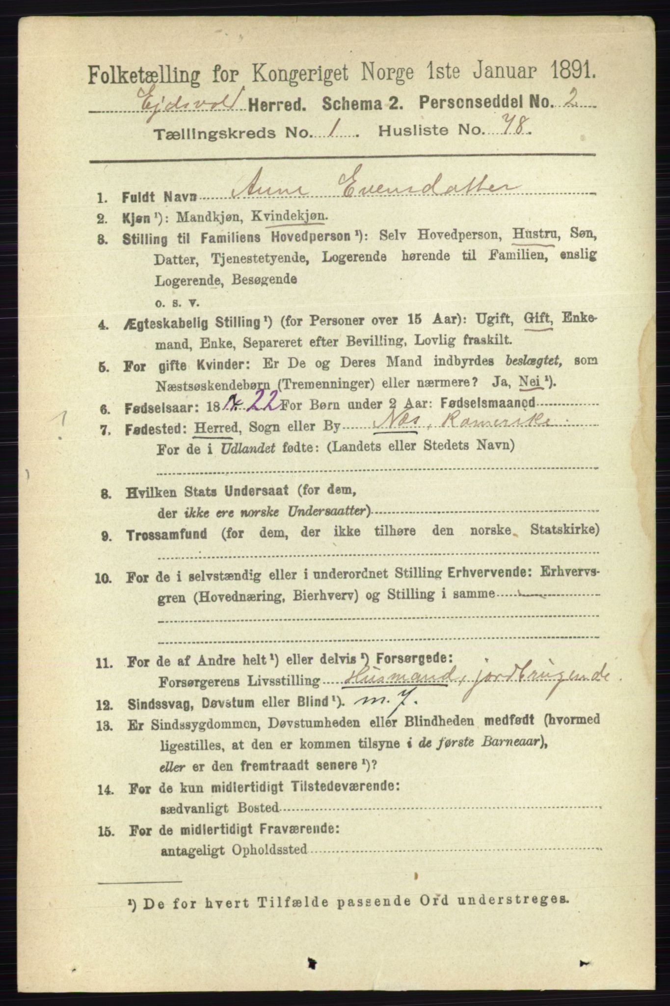 RA, 1891 census for 0237 Eidsvoll, 1891, p. 686