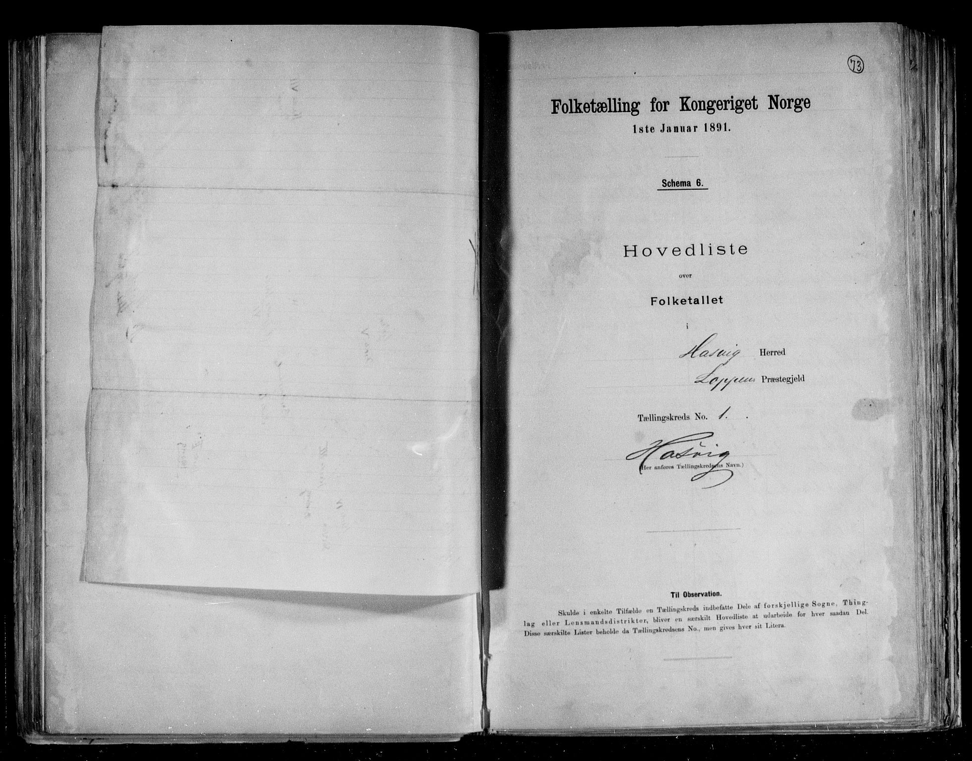 RA, 1891 census for 2015 Hasvik, 1891, p. 5