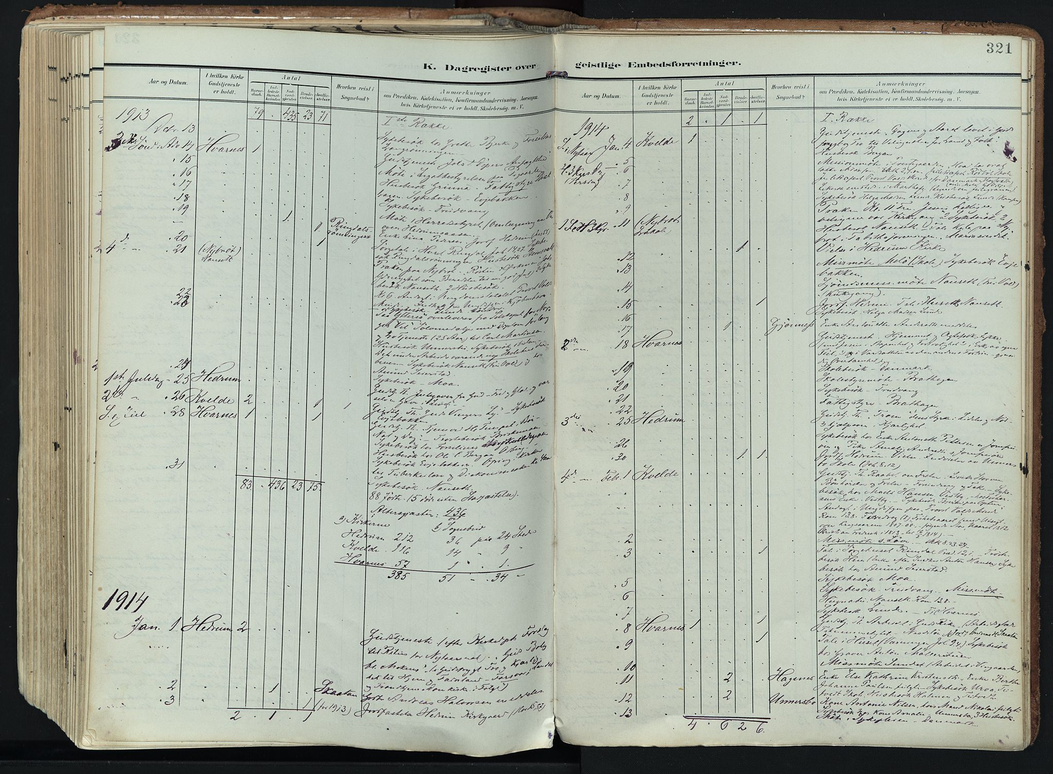 Hedrum kirkebøker, SAKO/A-344/F/Fa/L0010: Parish register (official) no. I 10, 1904-1918, p. 321