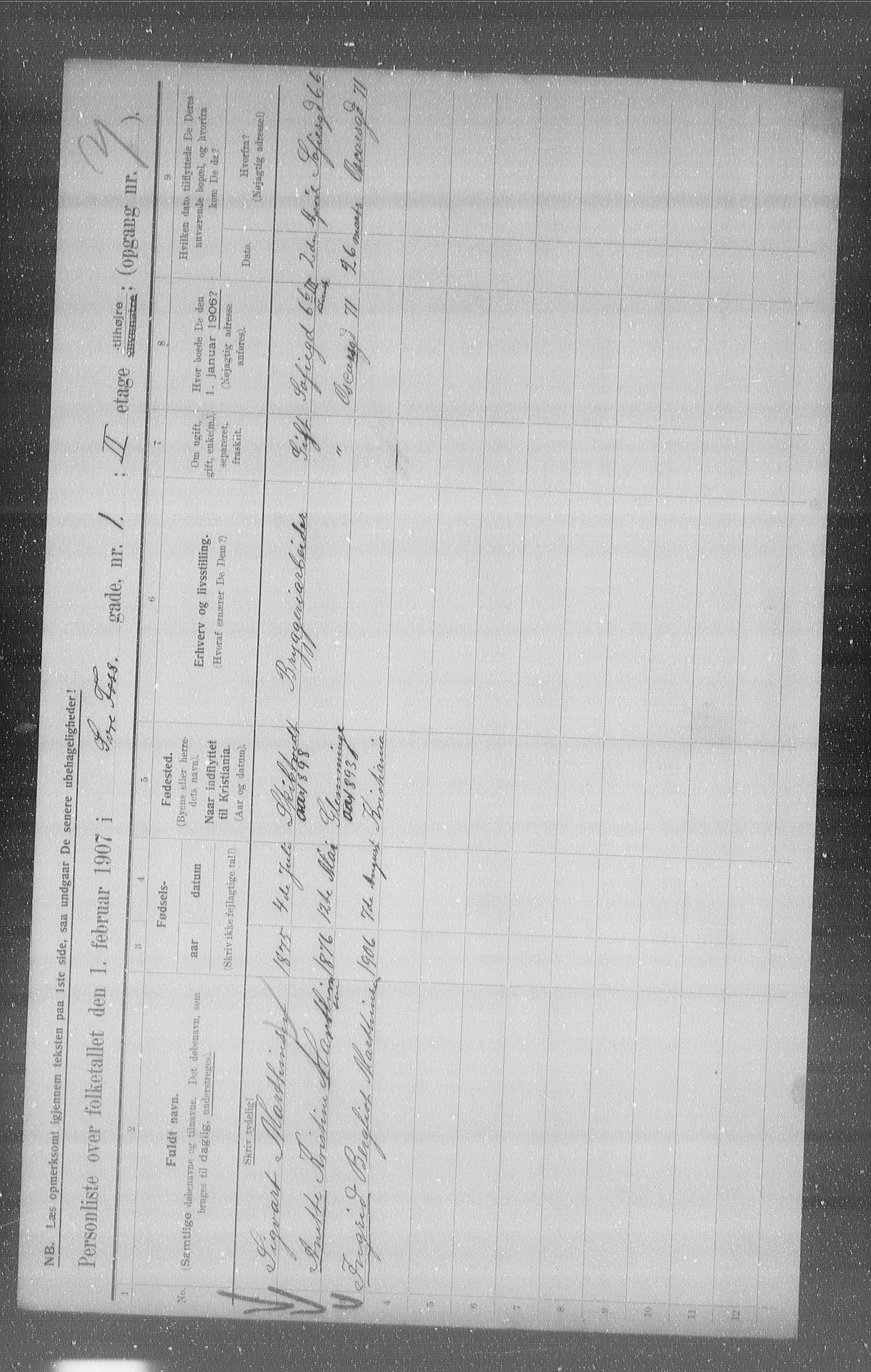 OBA, Municipal Census 1907 for Kristiania, 1907, p. 66110