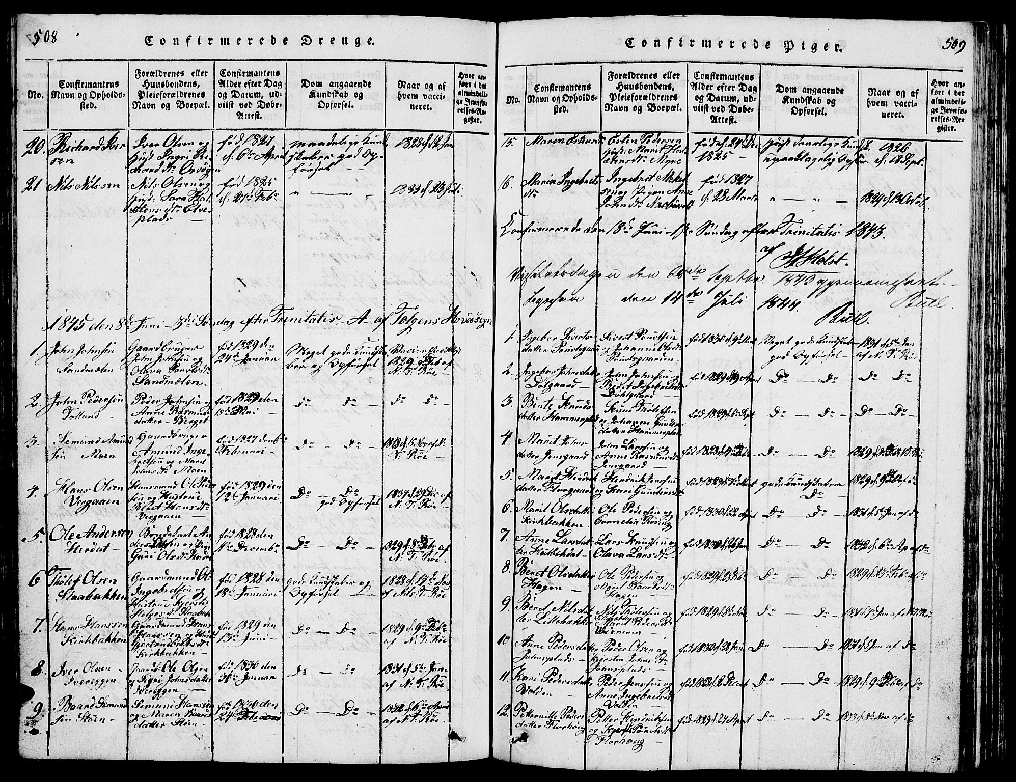 Tolga prestekontor, AV/SAH-PREST-062/L/L0001: Parish register (copy) no. 1, 1814-1877, p. 508-509