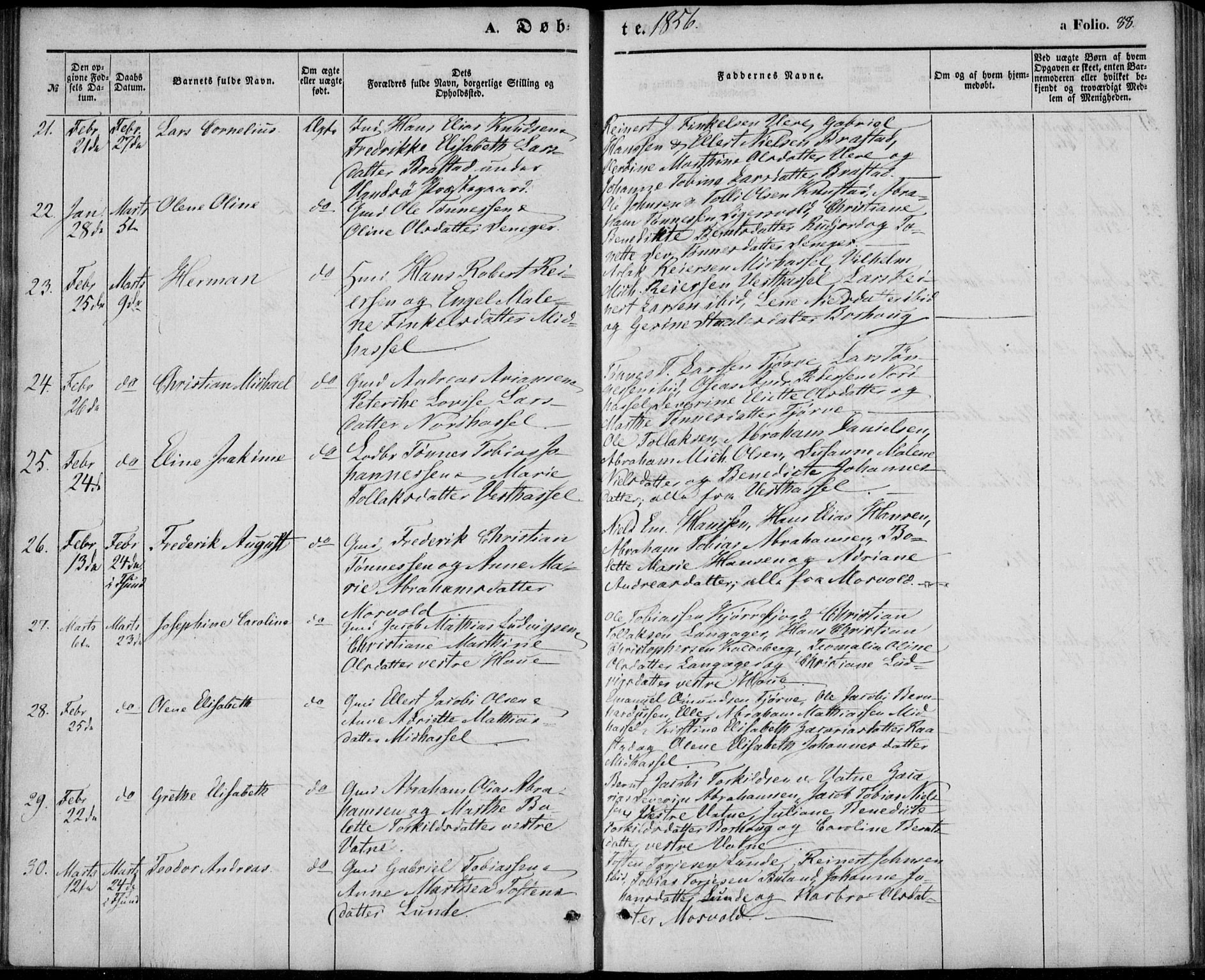 Lista sokneprestkontor, AV/SAK-1111-0027/F/Fb/L0002: Parish register (copy) no. B 2, 1847-1862, p. 88