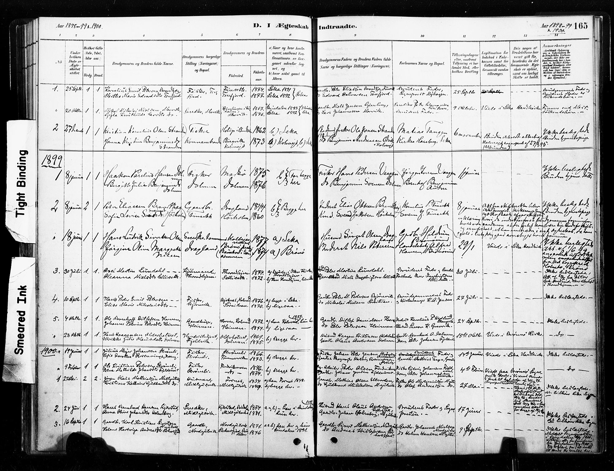 Ministerialprotokoller, klokkerbøker og fødselsregistre - Nord-Trøndelag, SAT/A-1458/789/L0705: Parish register (official) no. 789A01, 1878-1910, p. 165