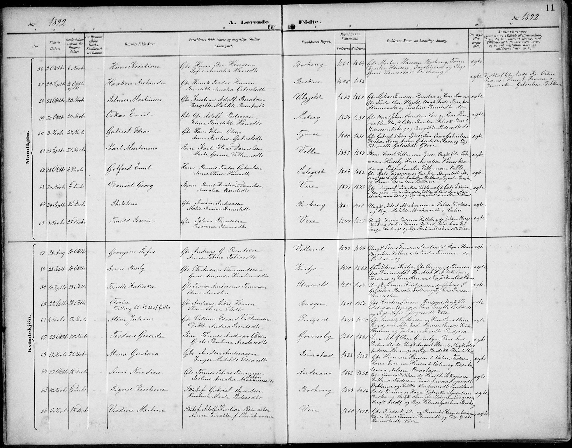 Lista sokneprestkontor, SAK/1111-0027/F/Fb/L0005: Parish register (copy) no. B 5, 1892-1923, p. 11