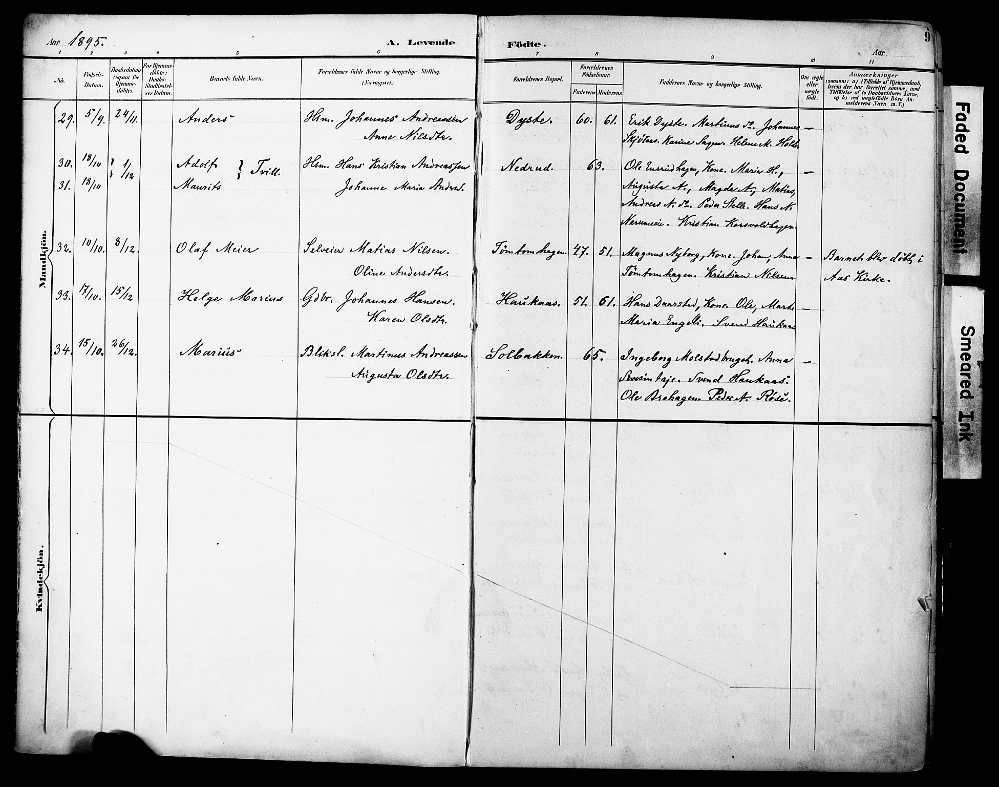 Vestre Toten prestekontor, SAH/PREST-108/H/Ha/Haa/L0013: Parish register (official) no. 13, 1895-1911, p. 9