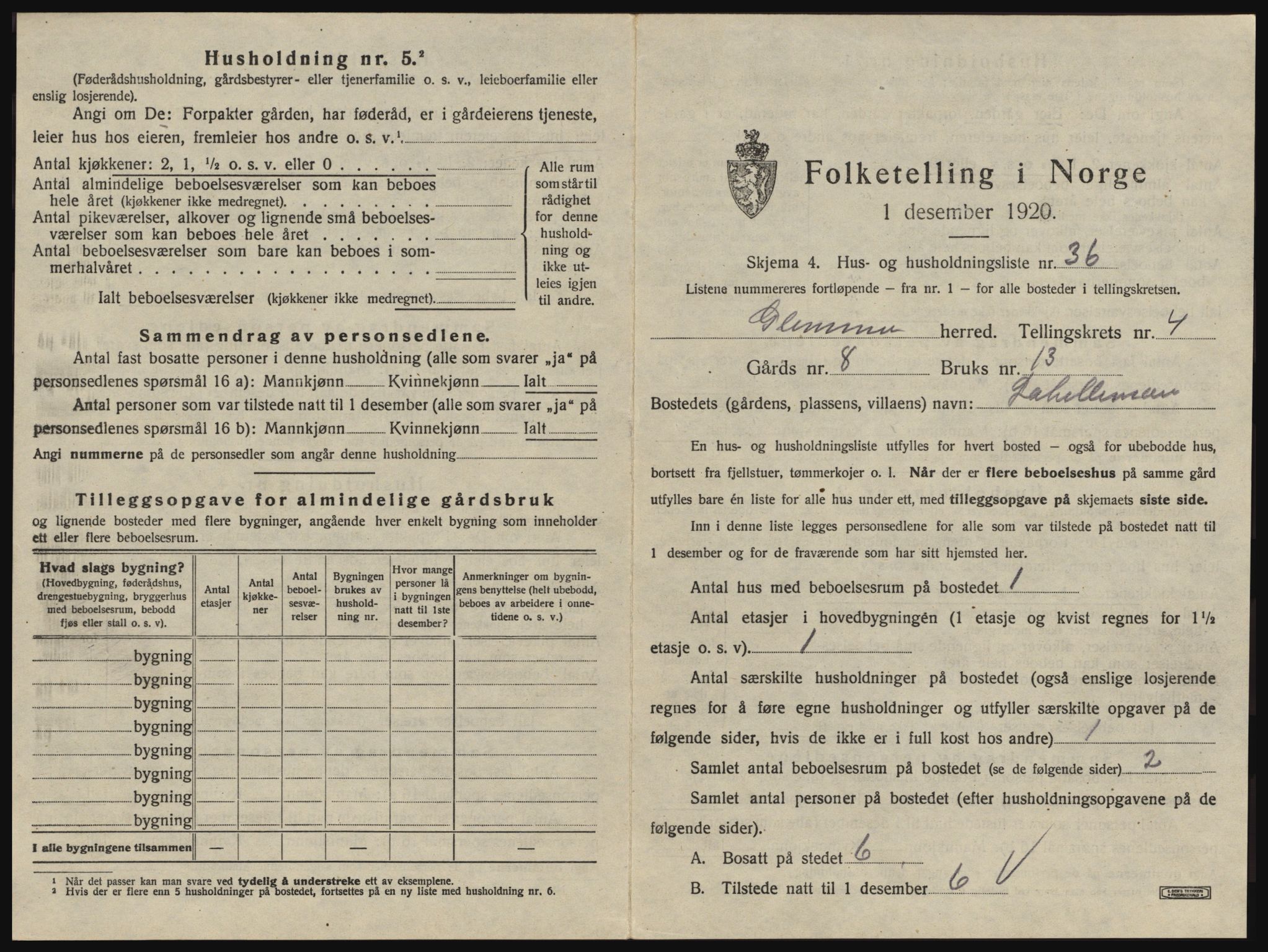 SAO, 1920 census for Glemmen, 1920, p. 699