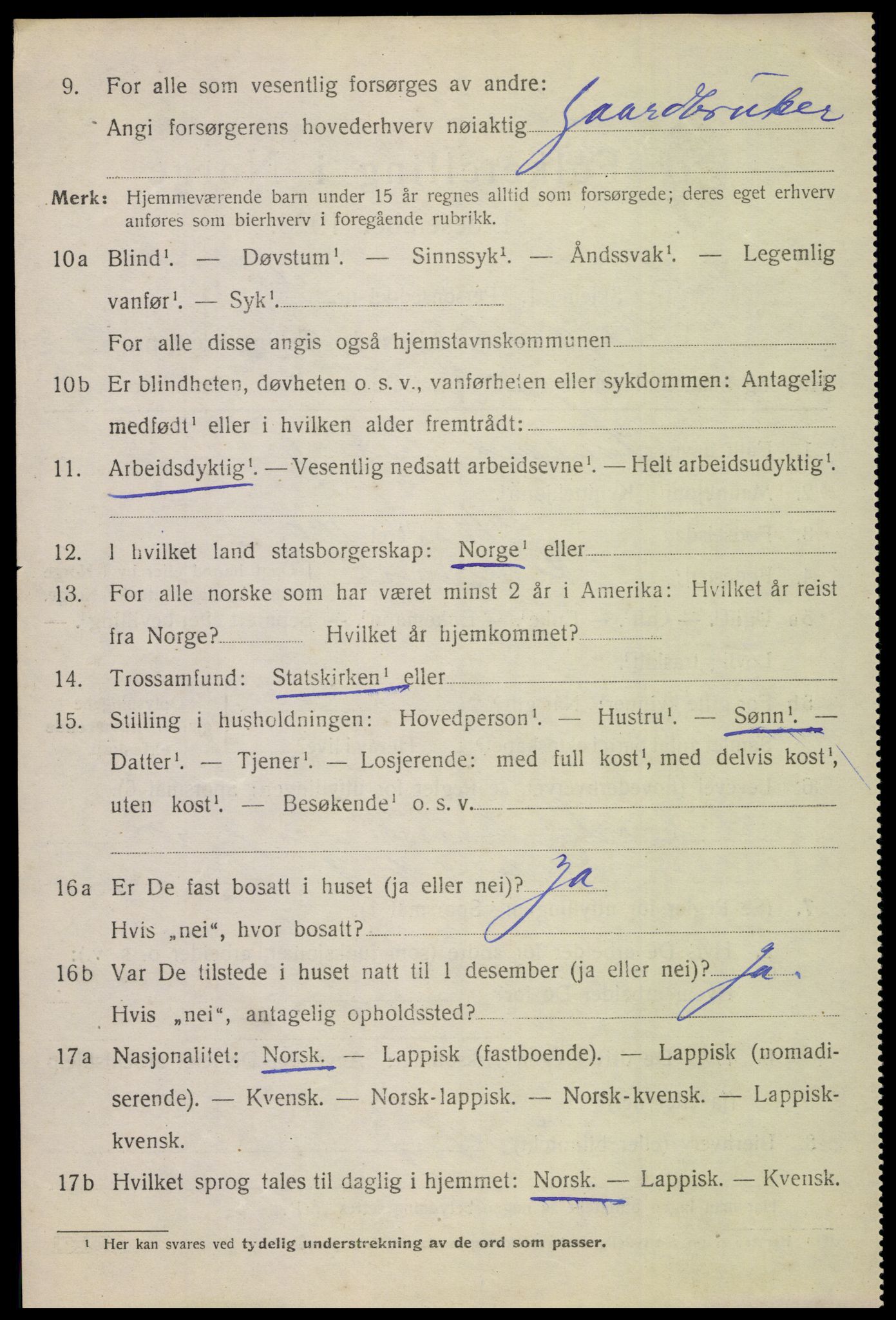 SAT, 1920 census for Beiarn, 1920, p. 2861