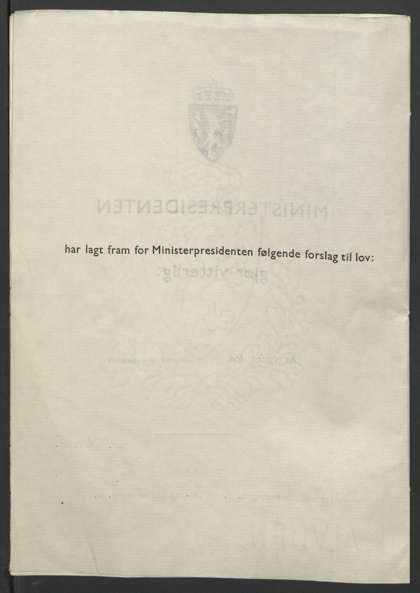 NS-administrasjonen 1940-1945 (Statsrådsekretariatet, de kommisariske statsråder mm), RA/S-4279/D/Db/L0099: Lover, 1943, p. 3