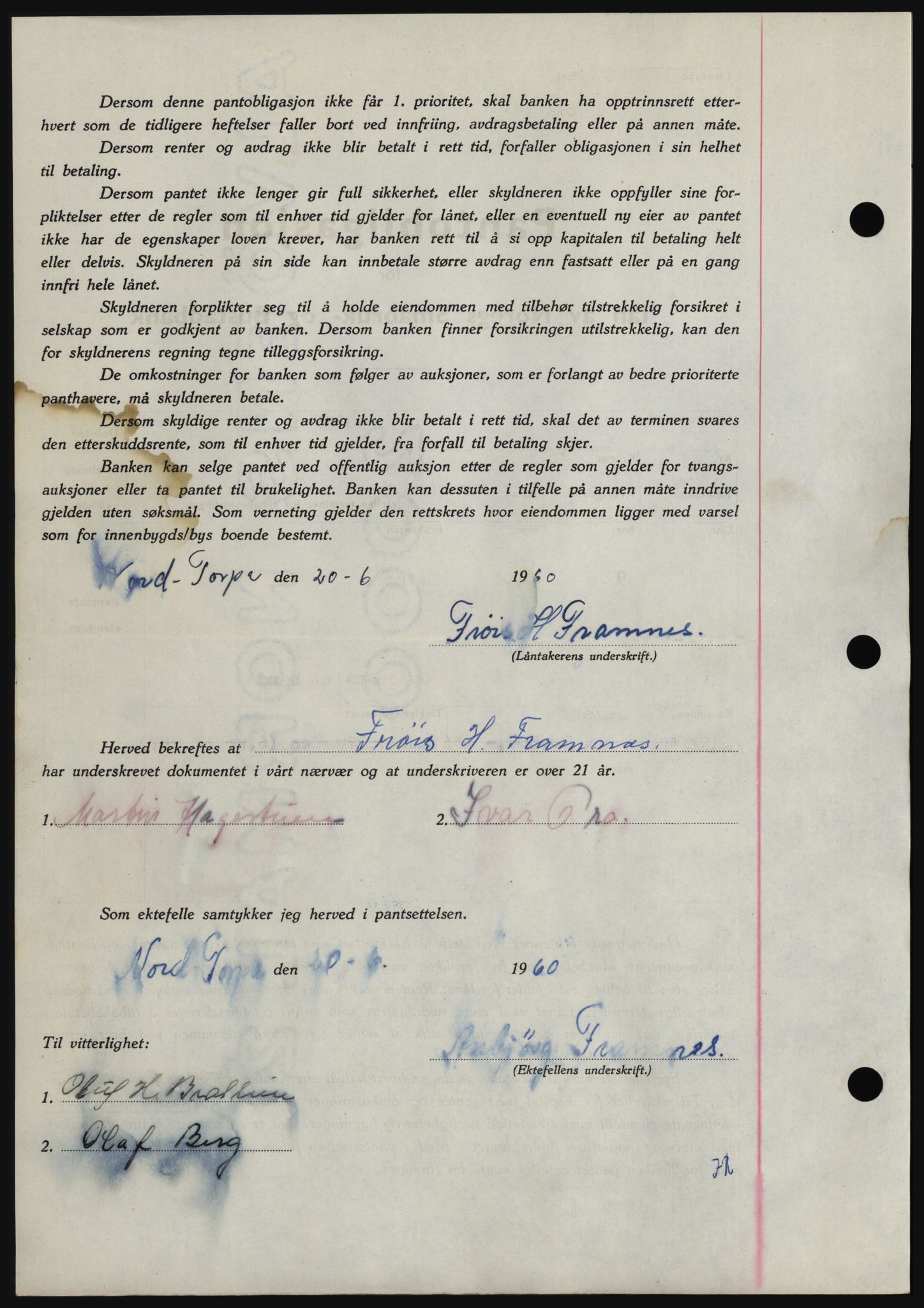 Hadeland og Land tingrett, SAH/TING-010/H/Hb/Hbc/L0043: Mortgage book no. B43, 1960-1960, Diary no: : 2303/1960