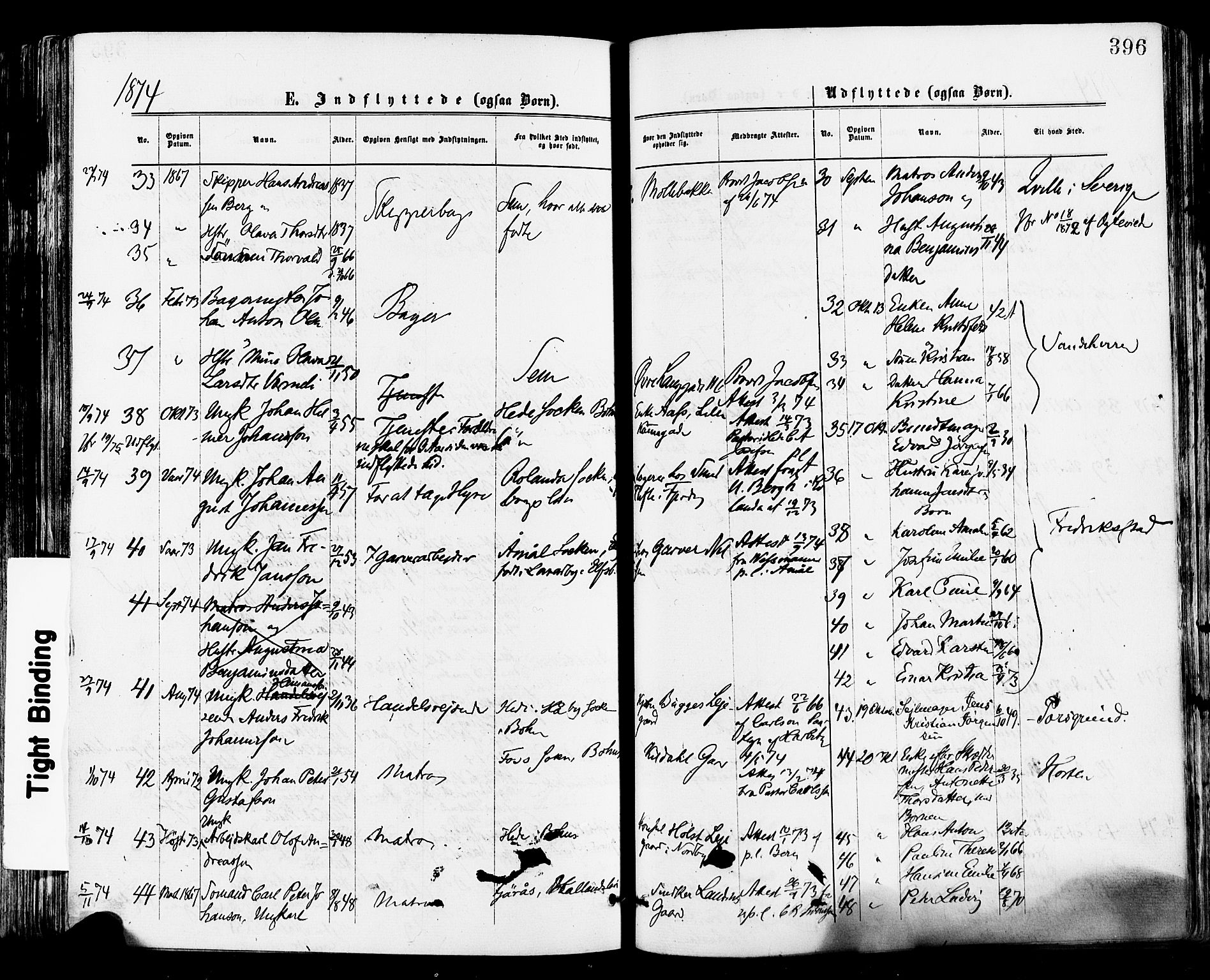 Tønsberg kirkebøker, AV/SAKO-A-330/F/Fa/L0010: Parish register (official) no. I 10, 1874-1880, p. 396