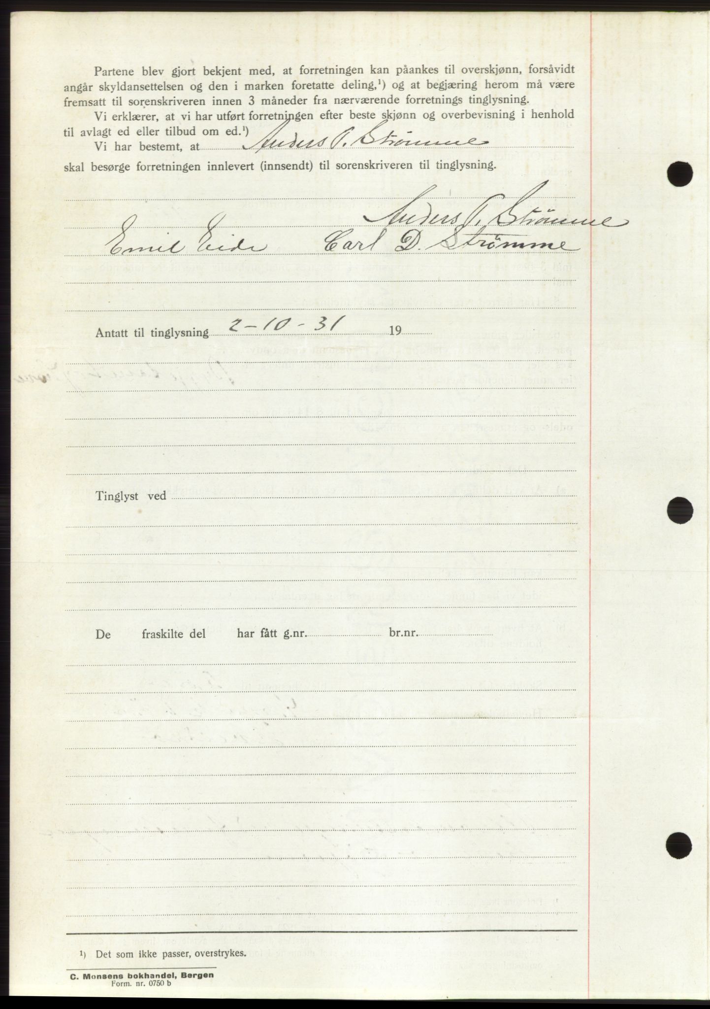 Romsdal sorenskriveri, AV/SAT-A-4149/1/2/2C/L0060: Mortgage book no. 54, 1931-1932, Deed date: 15.10.1931