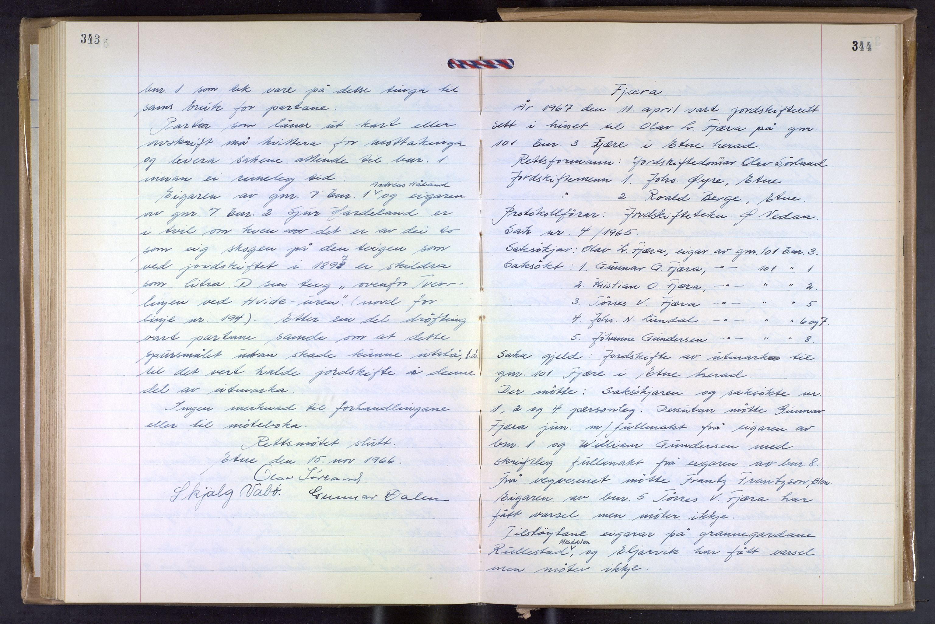 Hordaland jordskiftedøme - VII Indre Sunnhordland jordskiftedistrikt, AV/SAB-A-7401/A/Aa/L0031: Forhandlingsprotokoll, 1960-1967, p. 343-344