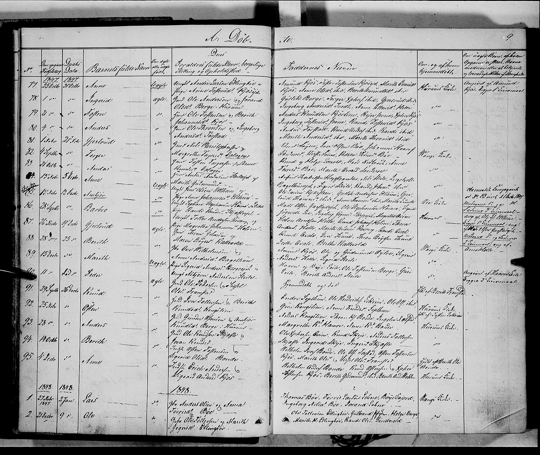 Vang prestekontor, Valdres, SAH/PREST-140/H/Ha/L0006: Parish register (official) no. 6, 1846-1864, p. 9