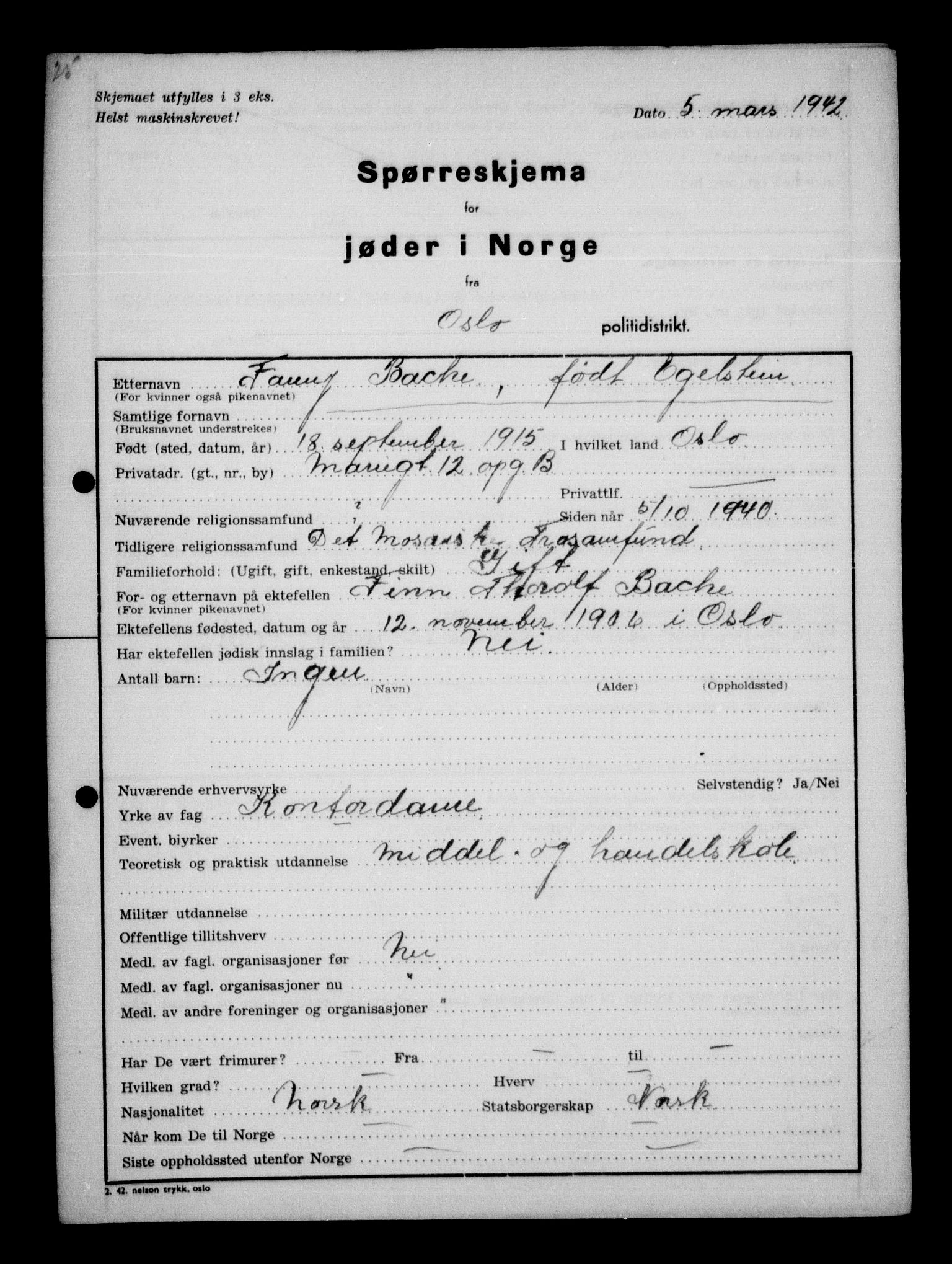 Statspolitiet - Hovedkontoret / Osloavdelingen, AV/RA-S-1329/G/Ga/L0009: Spørreskjema for jøder i Norge, Oslo Alexander-Gutman, 1942, p. 74