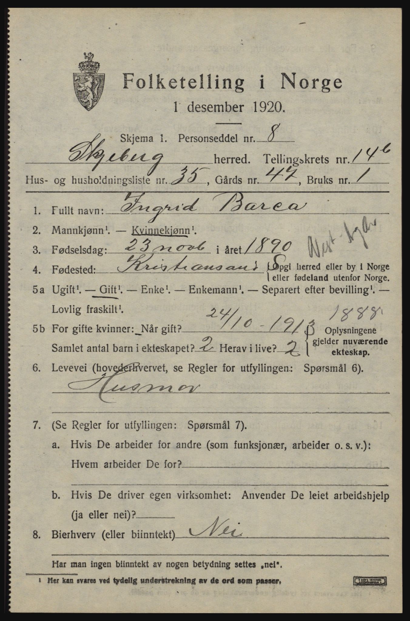 SAO, 1920 census for Skjeberg, 1920, p. 14761