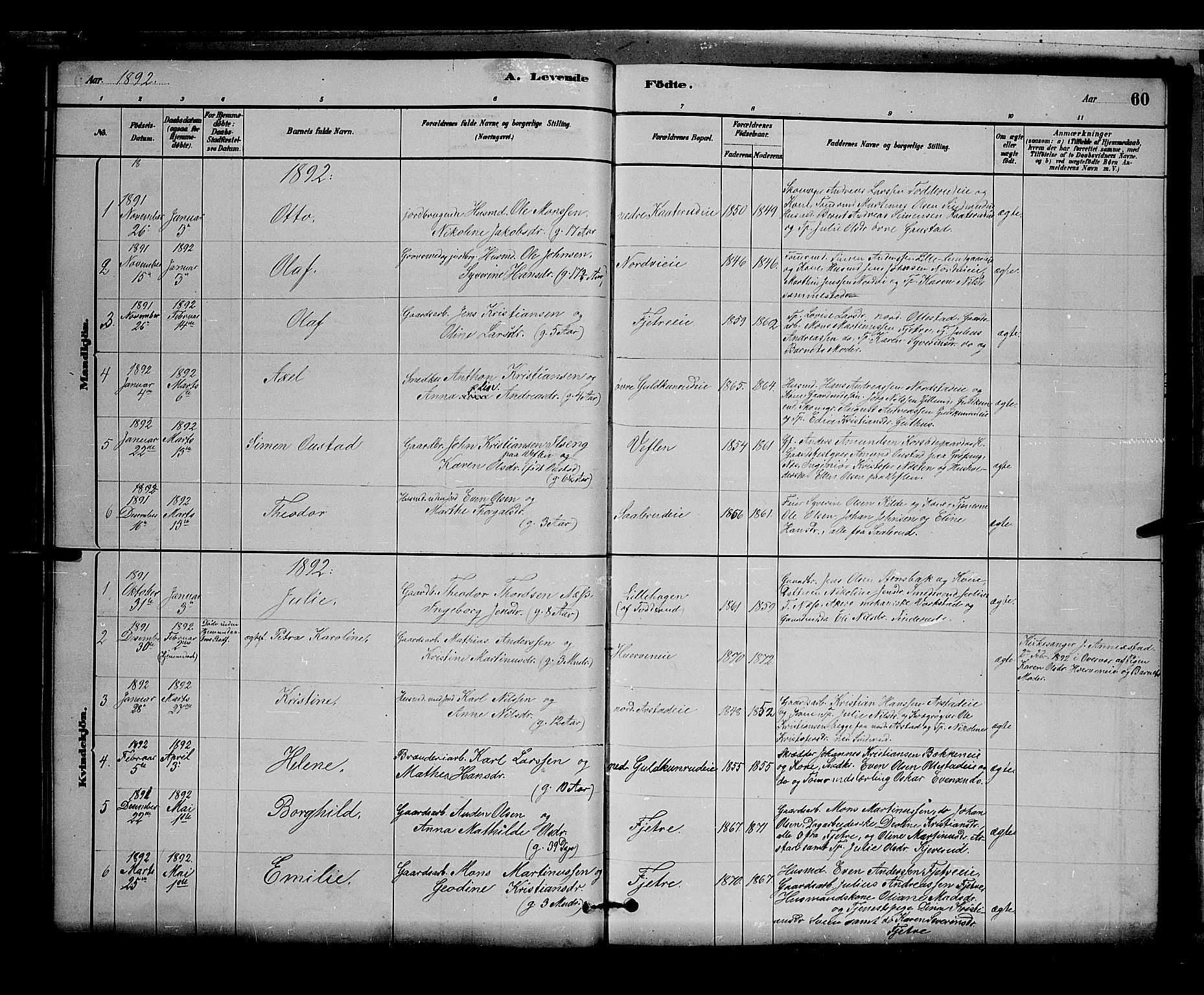Stange prestekontor, SAH/PREST-002/L/L0007: Parish register (copy) no. 7, 1880-1893, p. 60