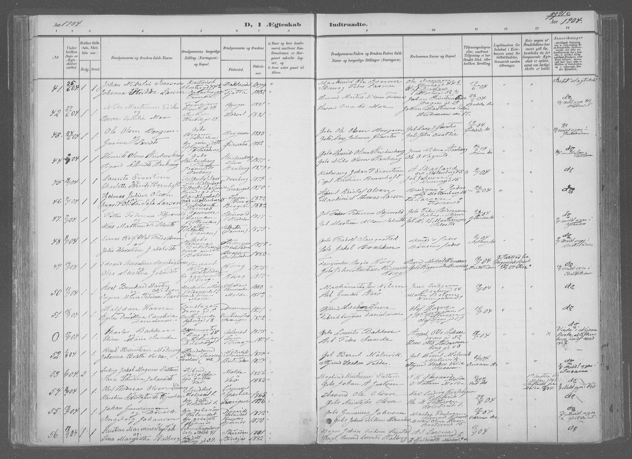 Ministerialprotokoller, klokkerbøker og fødselsregistre - Sør-Trøndelag, SAT/A-1456/601/L0064: Parish register (official) no. 601A31, 1891-1911, p. 91c
