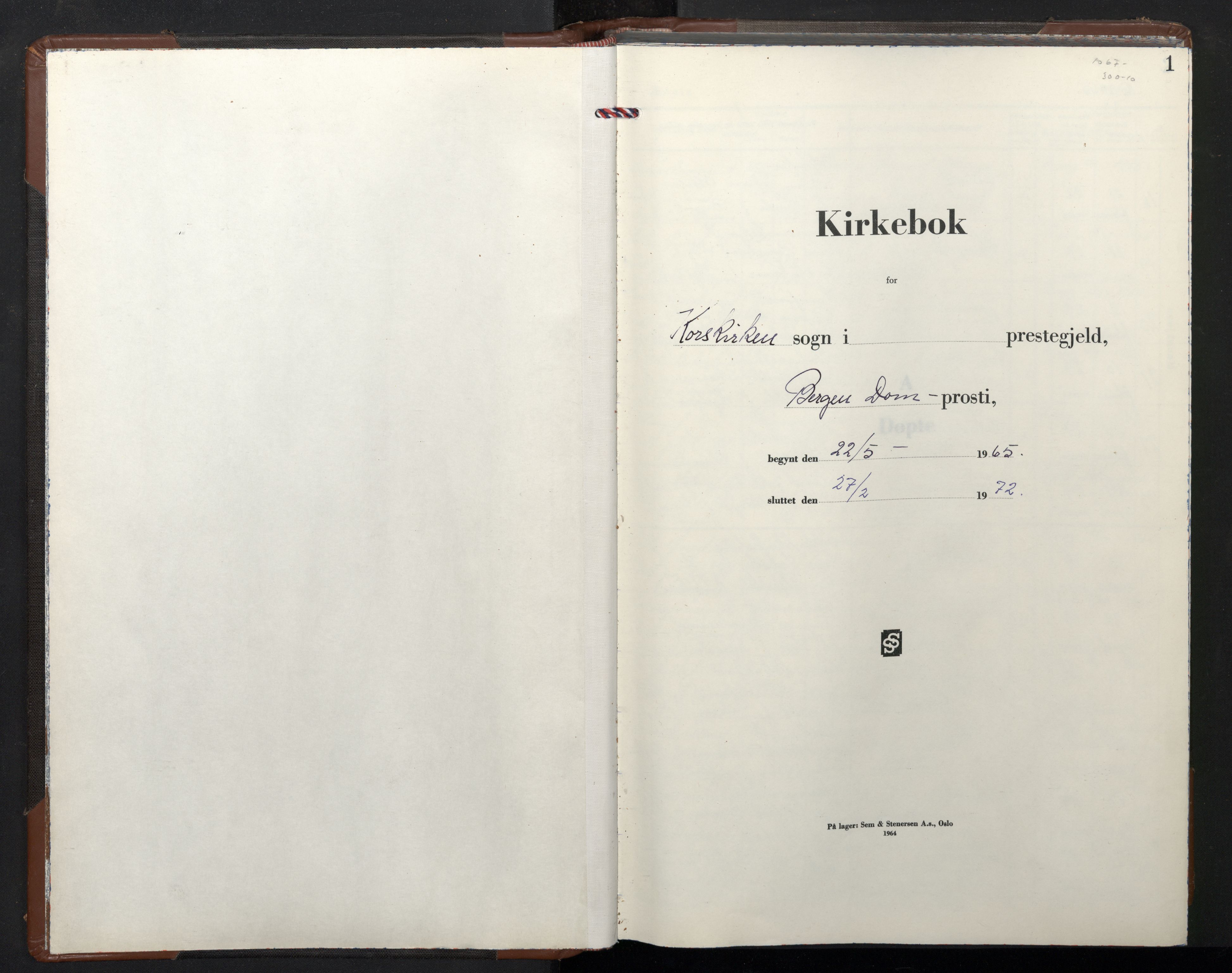 Korskirken sokneprestembete, SAB/A-76101/H/Hab: Parish register (copy) no. B 14, 1965-1972, p. 0b-1a