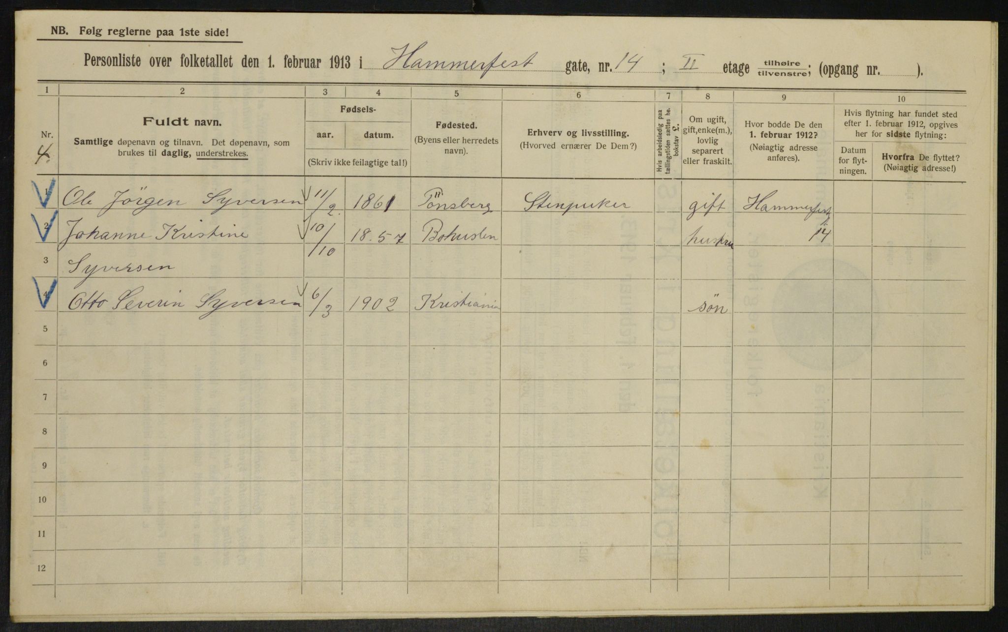 OBA, Municipal Census 1913 for Kristiania, 1913, p. 34365