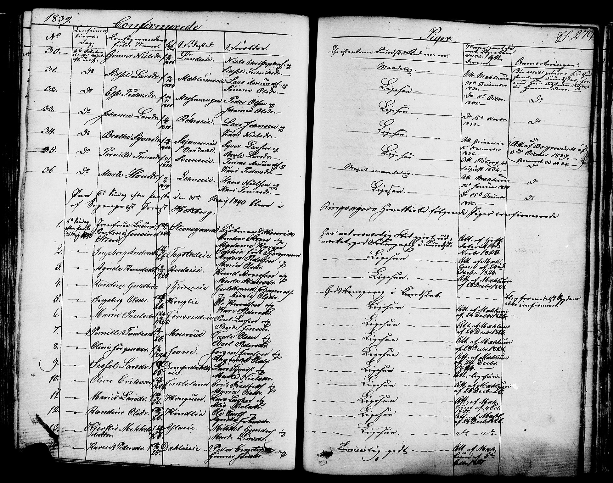 Ringsaker prestekontor, SAH/PREST-014/K/Ka/L0008: Parish register (official) no. 8, 1837-1850, p. 279