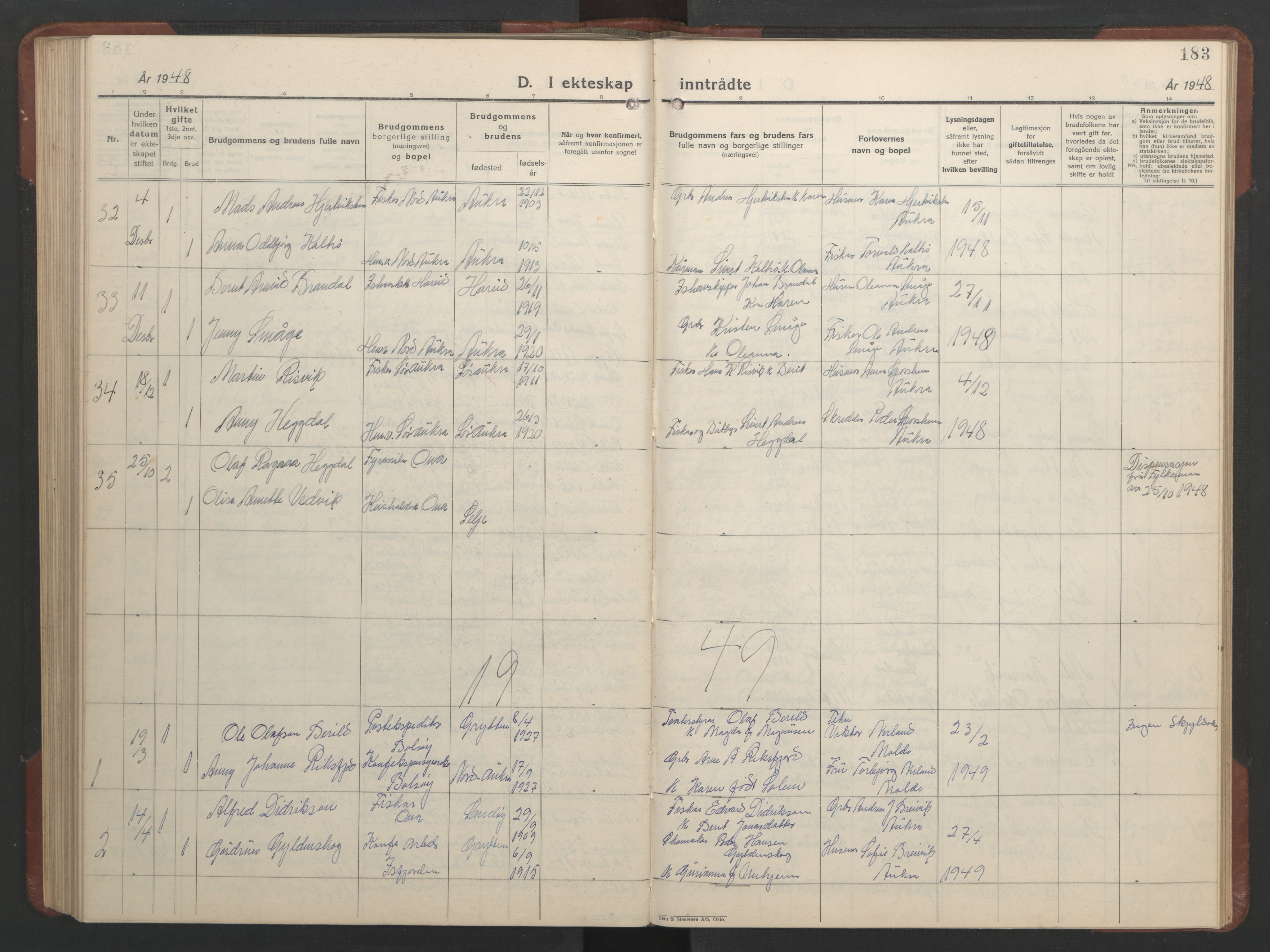 Ministerialprotokoller, klokkerbøker og fødselsregistre - Møre og Romsdal, AV/SAT-A-1454/560/L0726: Parish register (copy) no. 560C03, 1928-1952, p. 183