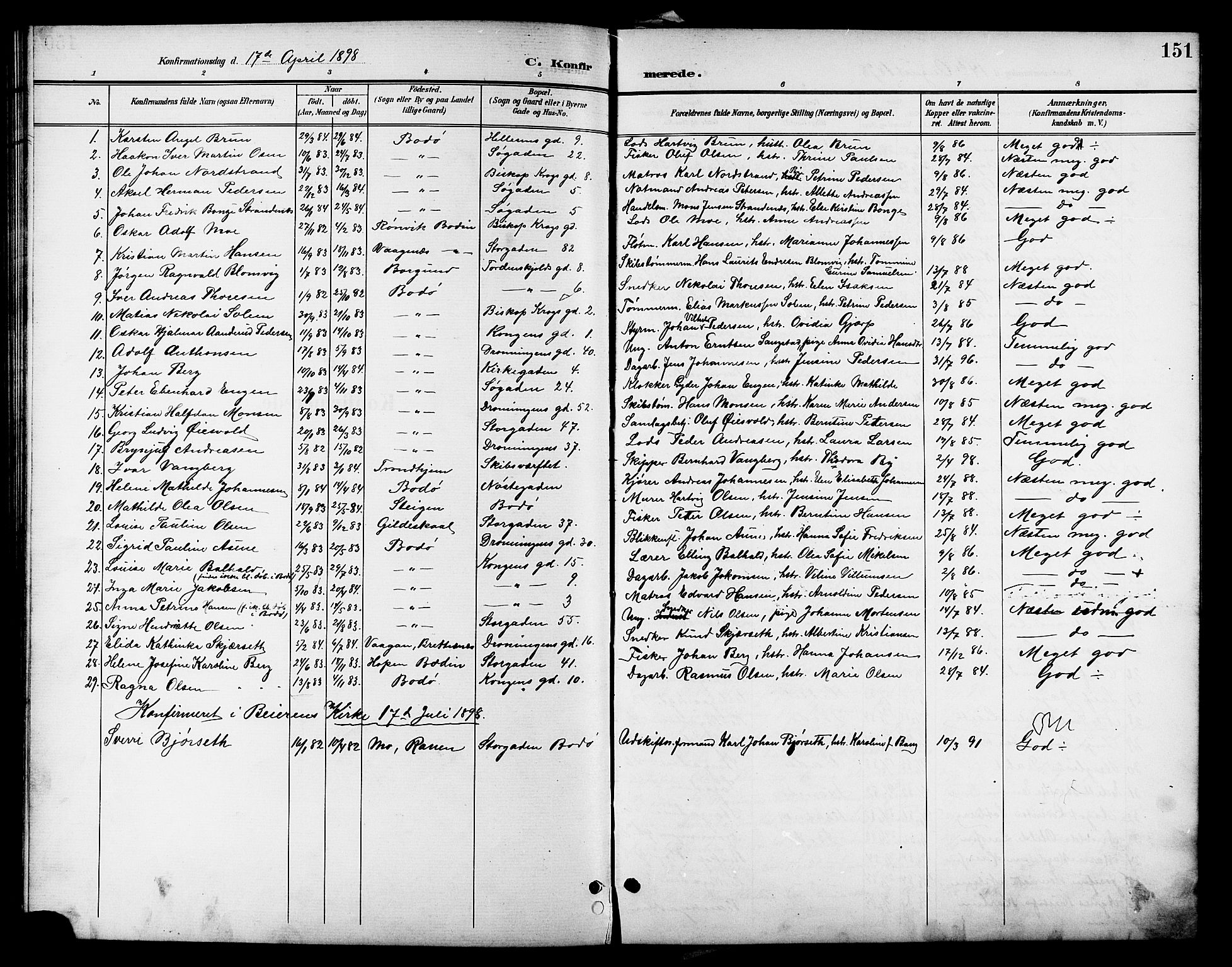 Ministerialprotokoller, klokkerbøker og fødselsregistre - Nordland, SAT/A-1459/801/L0033: Parish register (copy) no. 801C08, 1898-1910, p. 151