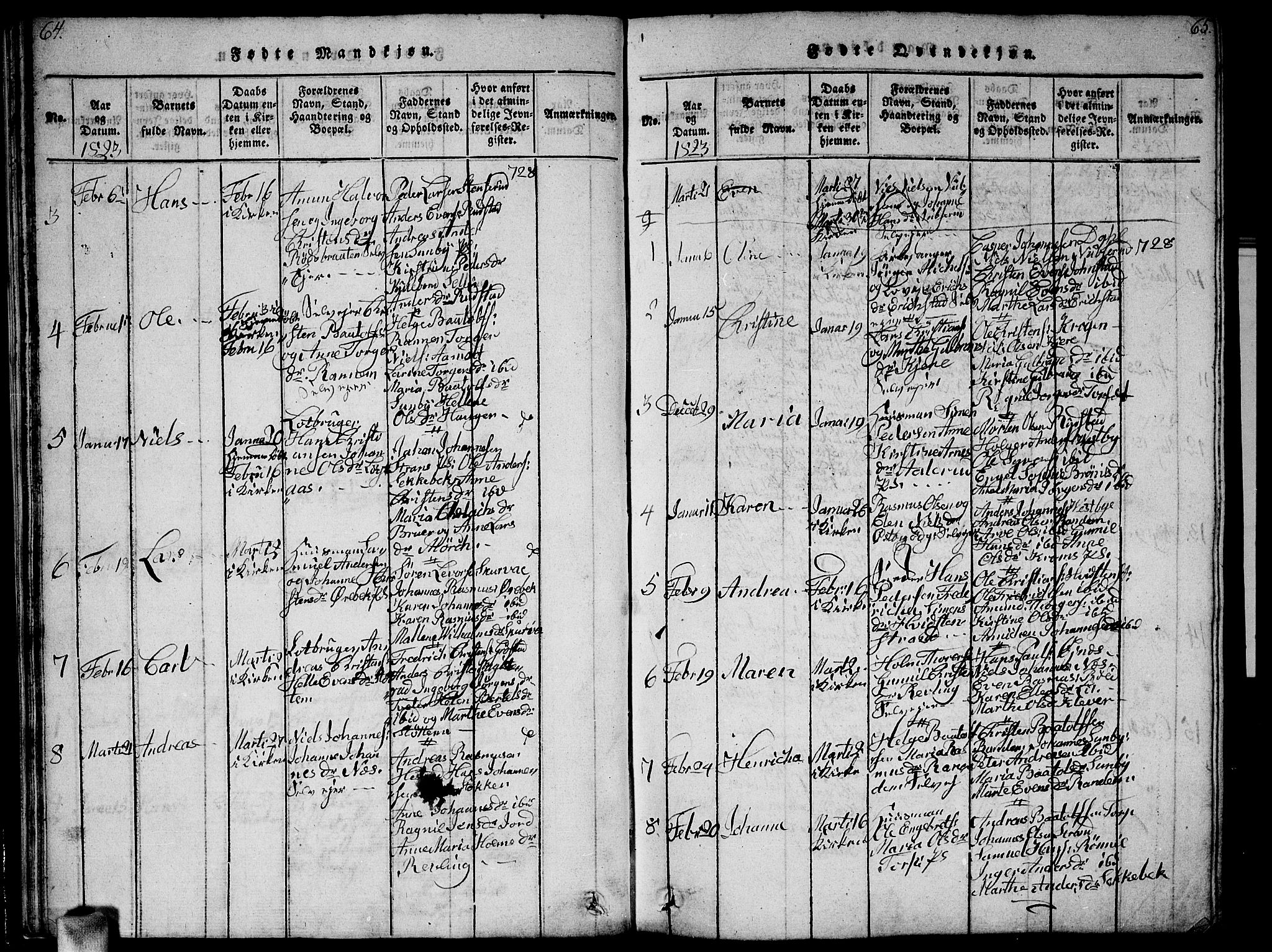 Vestby prestekontor Kirkebøker, SAO/A-10893/G/Ga/L0001: Parish register (copy) no. I 1, 1814-1827, p. 64-65