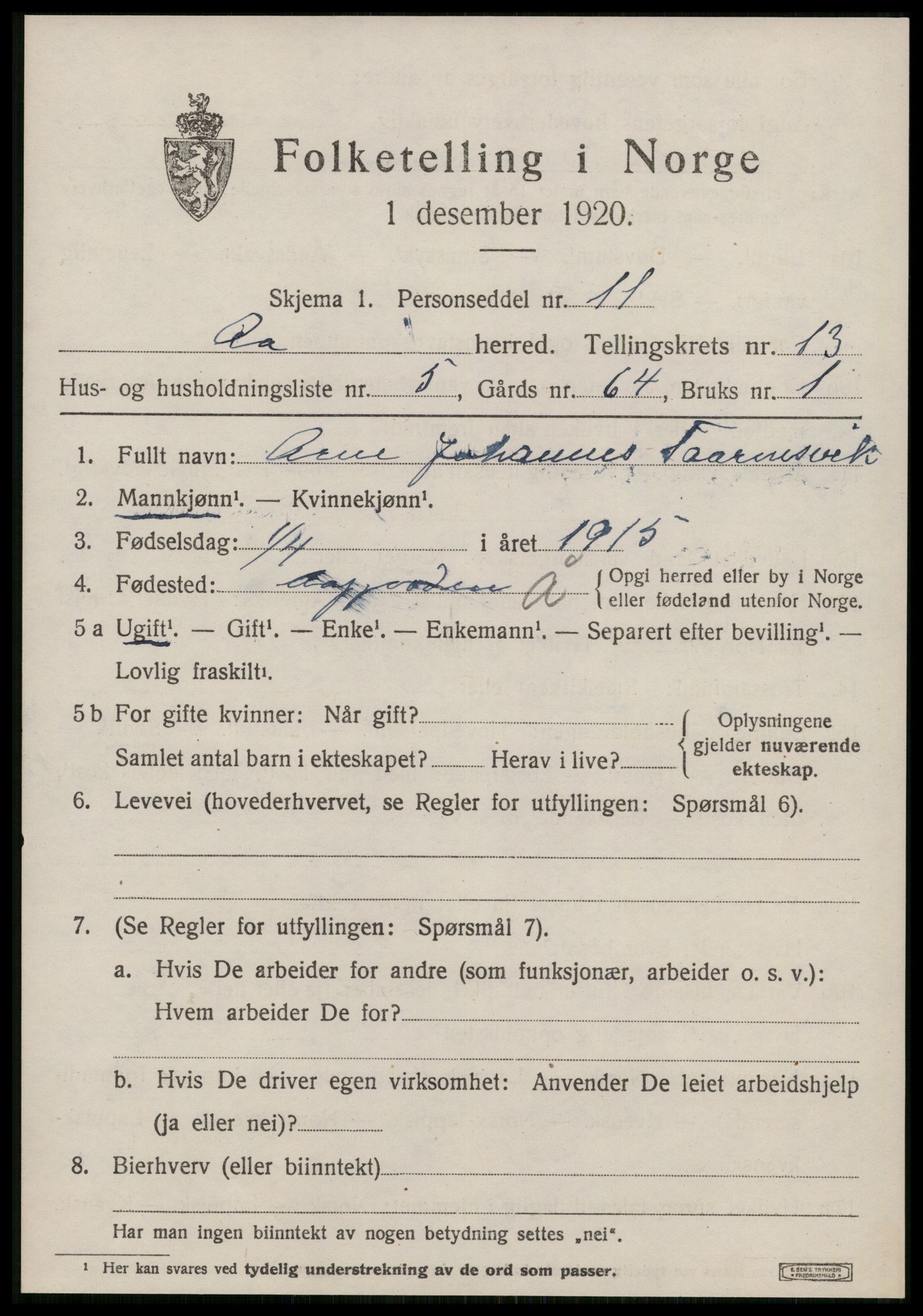 SAT, 1920 census for Å, 1920, p. 5554