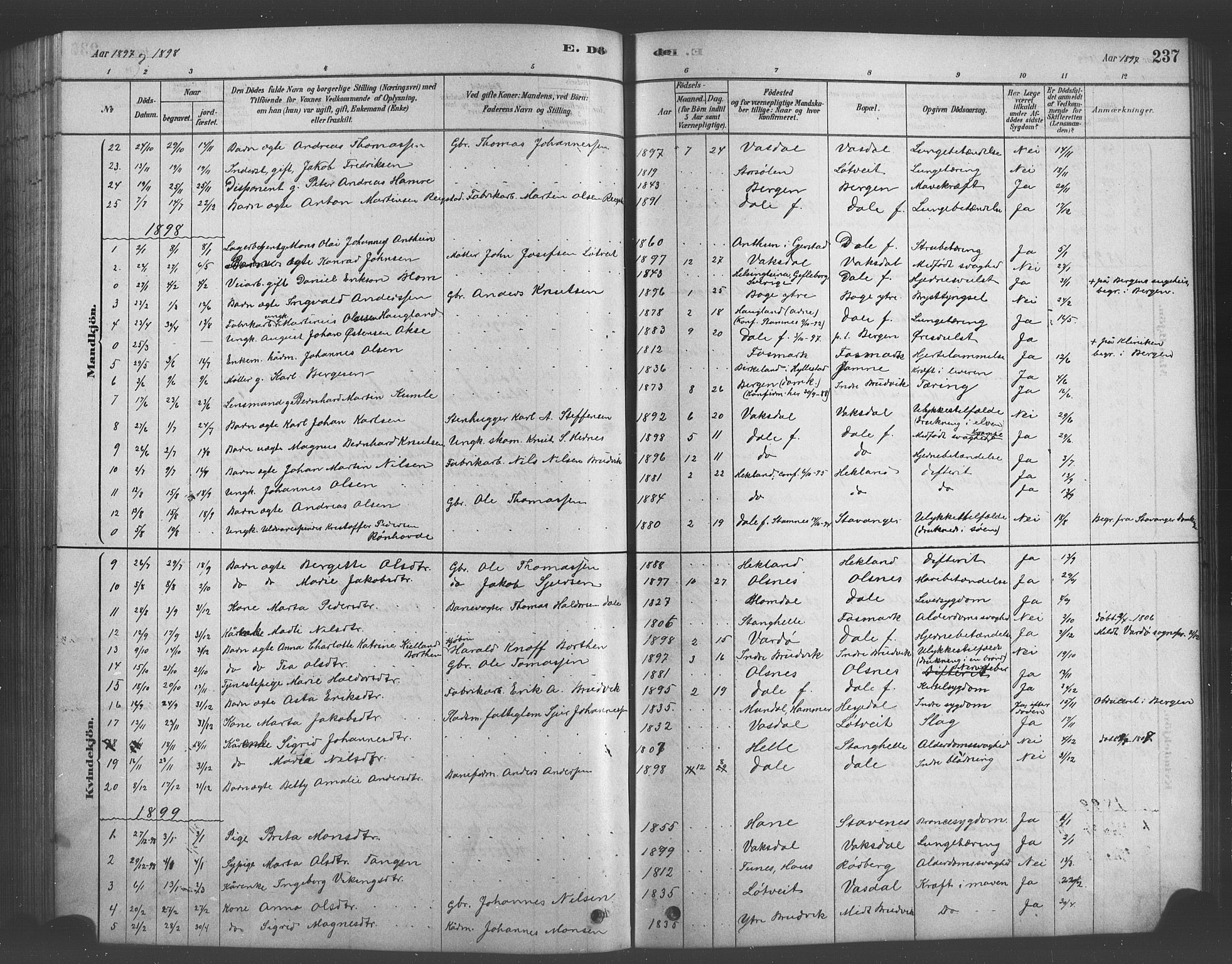 Bruvik Sokneprestembete, SAB/A-74701/H/Hab: Parish register (copy) no. A 1, 1878-1907, p. 237